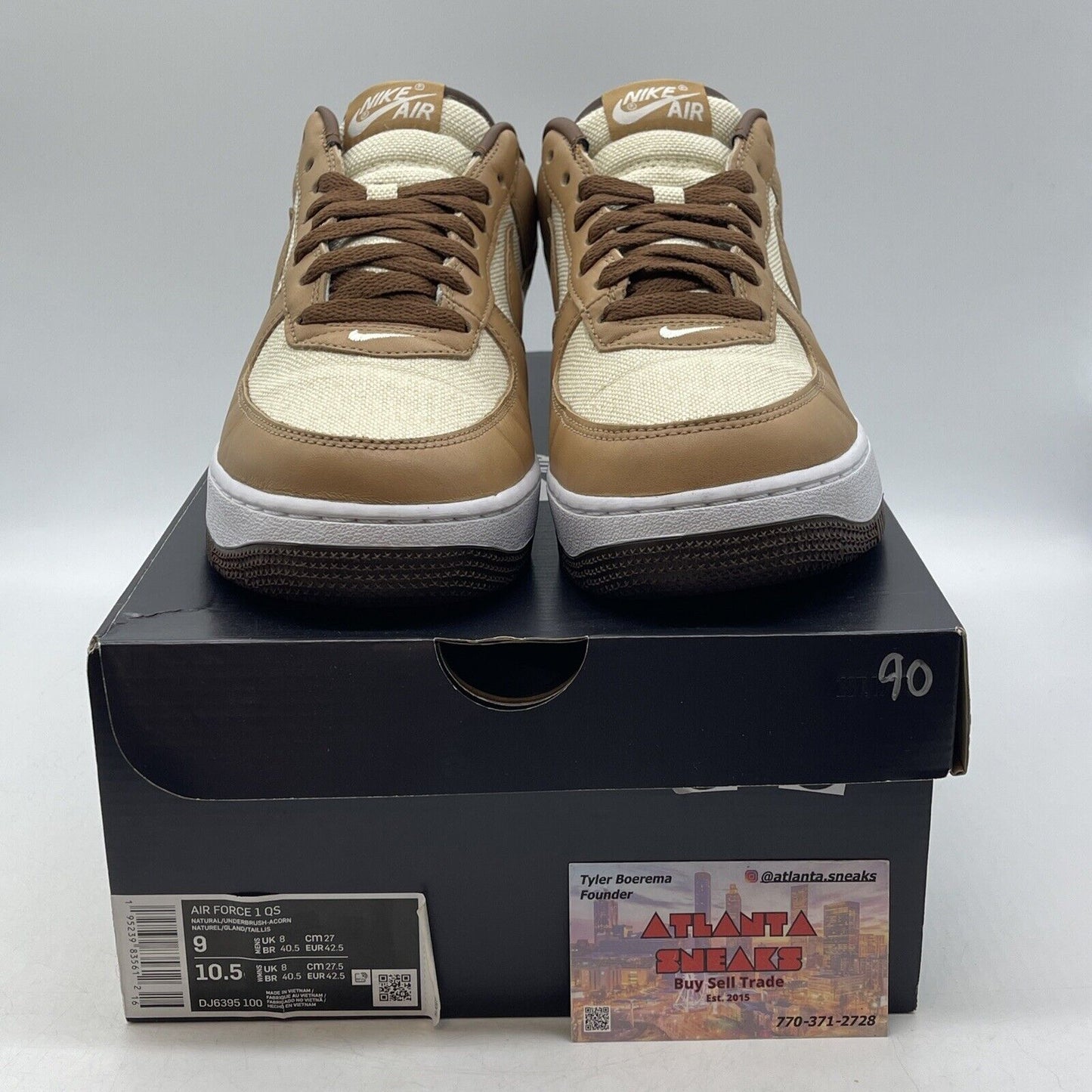 Size 9 - Nike Air Force 1 2021 Low Acorn White Brown Leather (DJ6395-100)