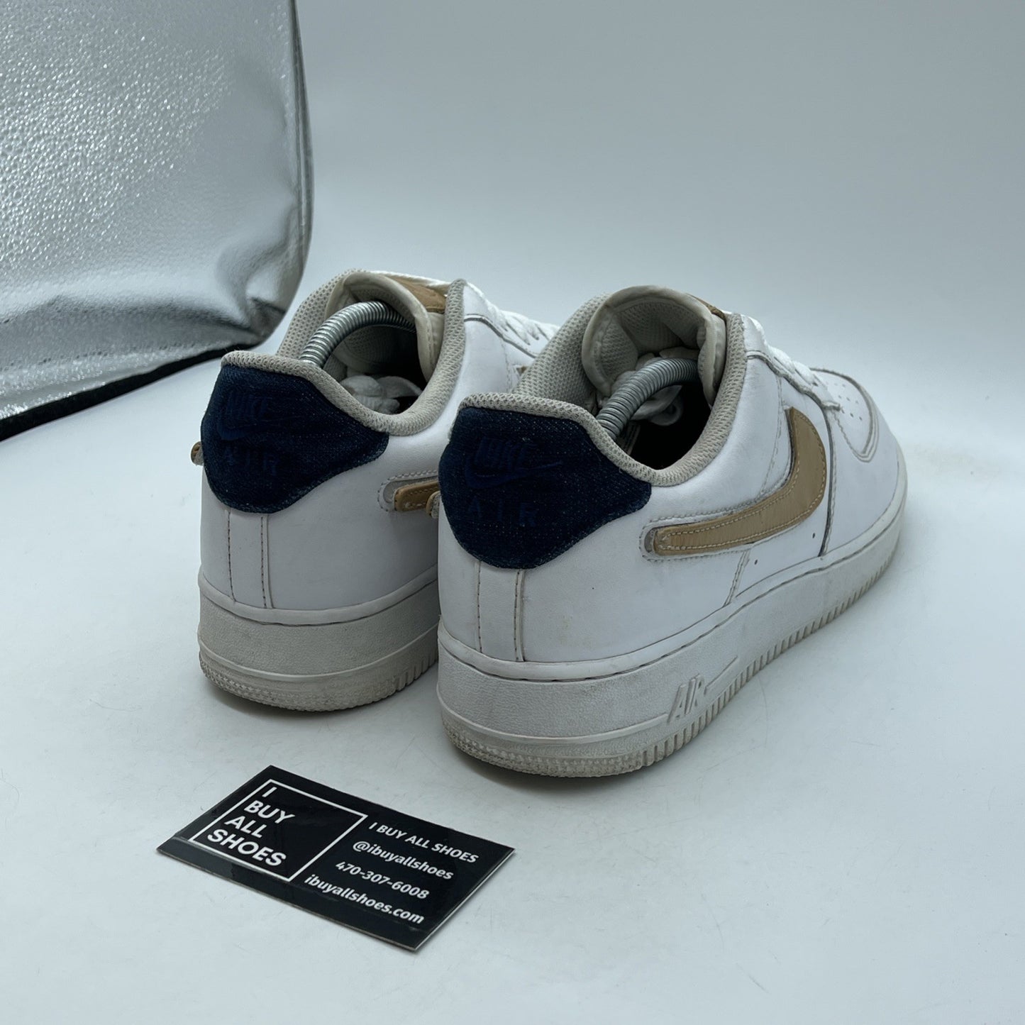 Size 10 - Nike Air Force 1 '07 LV8 Low Removable Swoosh White Vachetta Tan