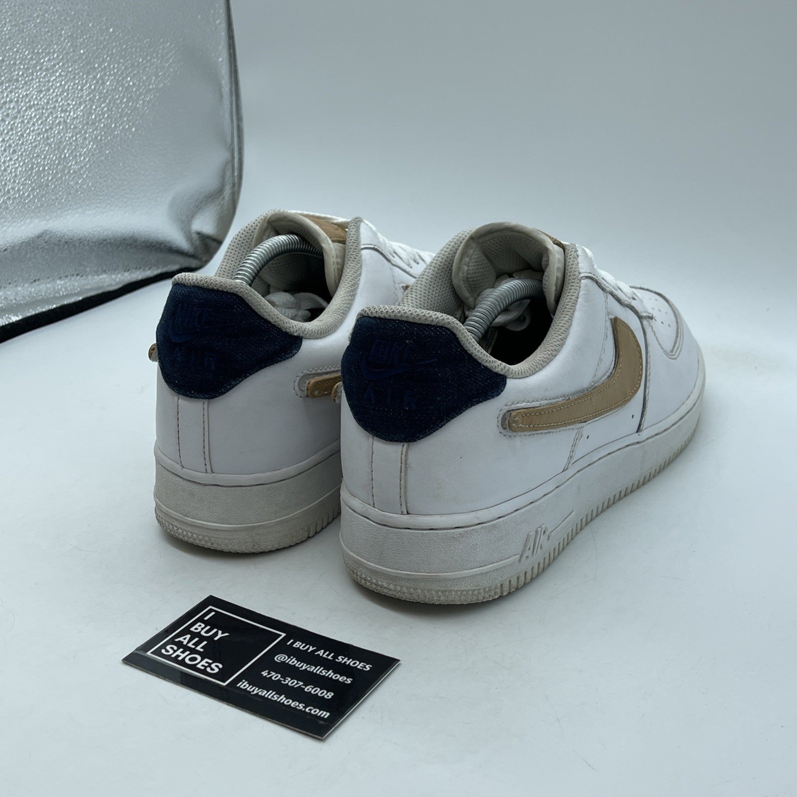 Size 10 - Nike Air Force 1 '07 LV8 Low Removable Swoosh White Vachetta Tan
