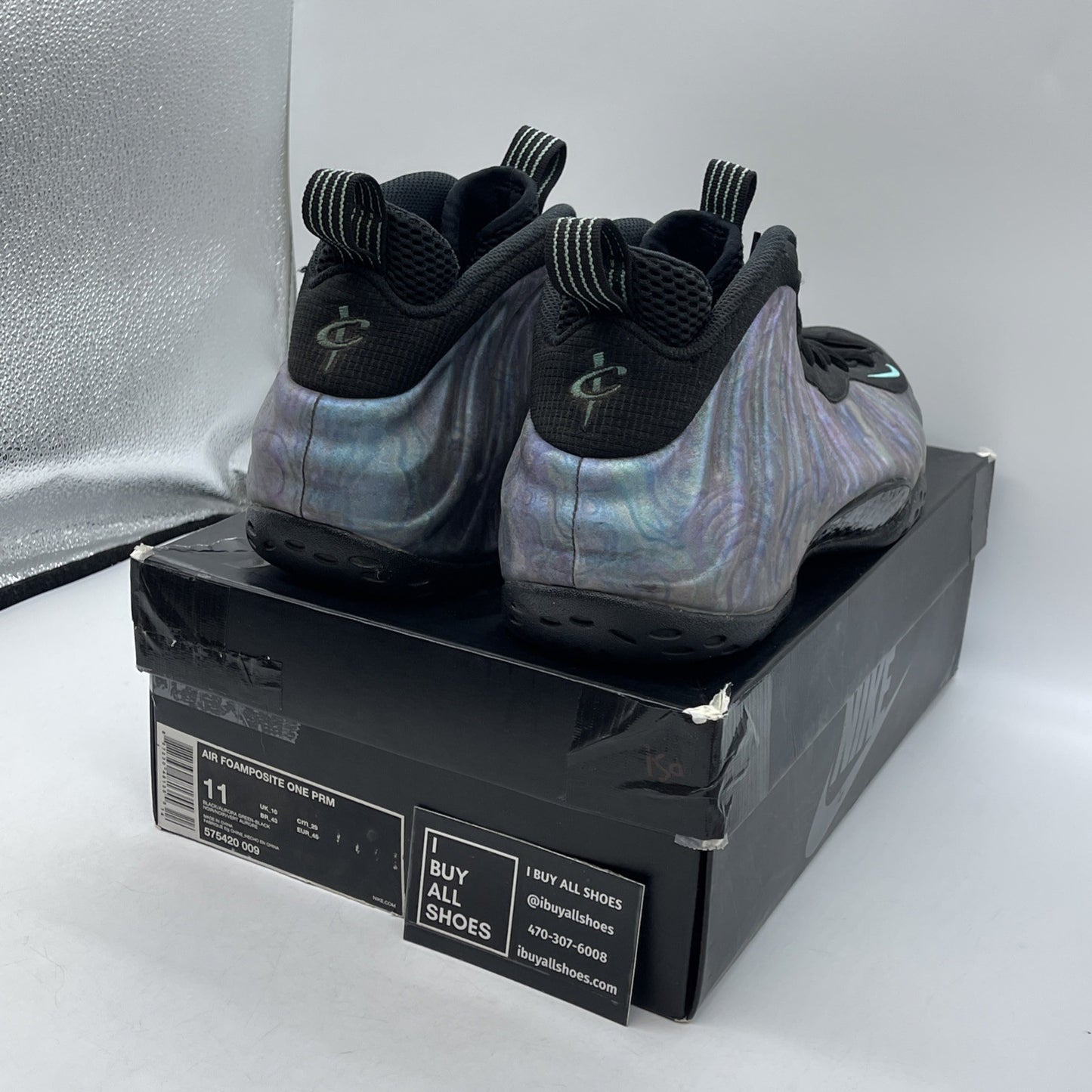 Size 11 - Nike Air Foamposite One Premium Abalone Blue Black Suede (575420-009)