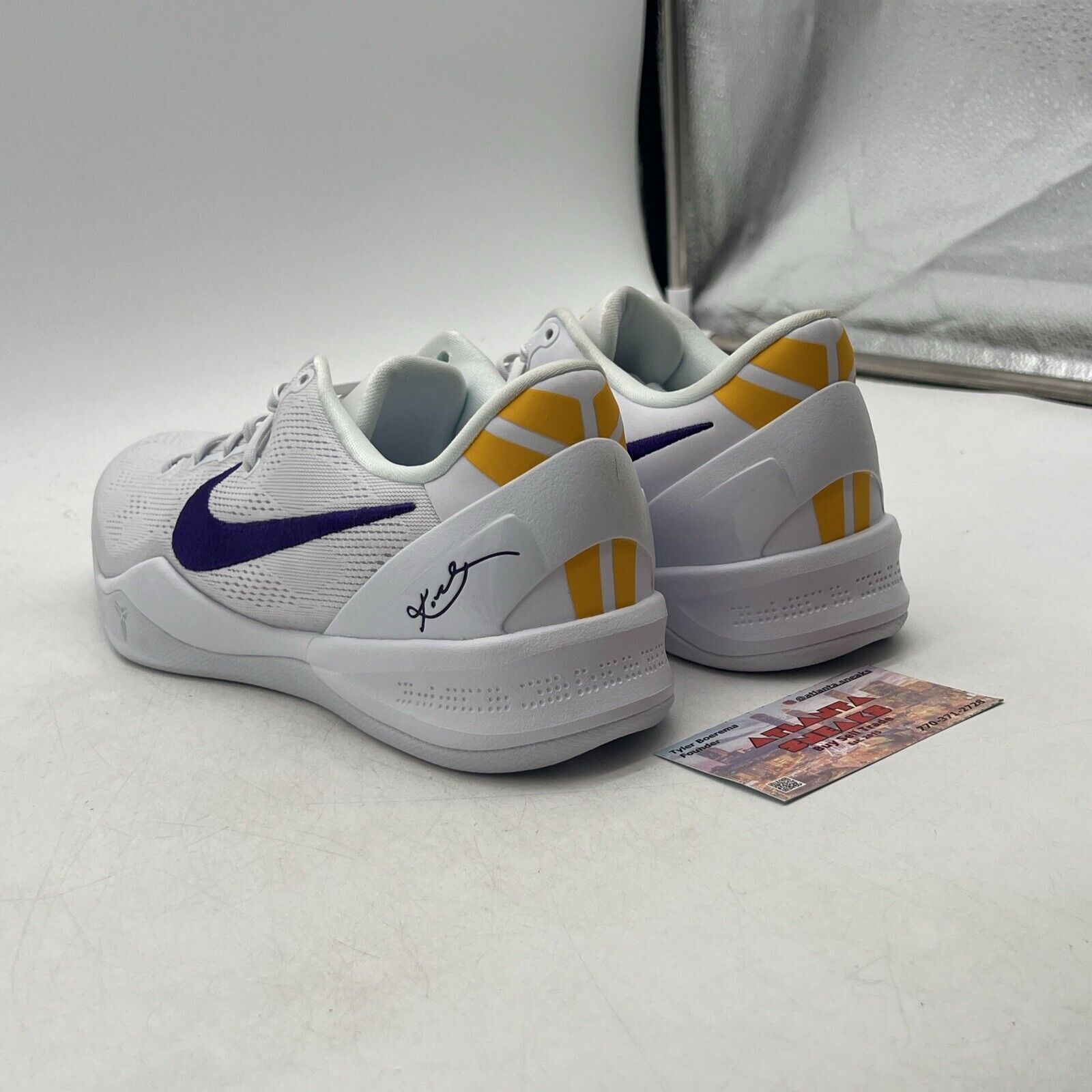 Size 9 - Nike Kobe 8 Protro Lakers Home White Purple Yellow (HF9550-100)