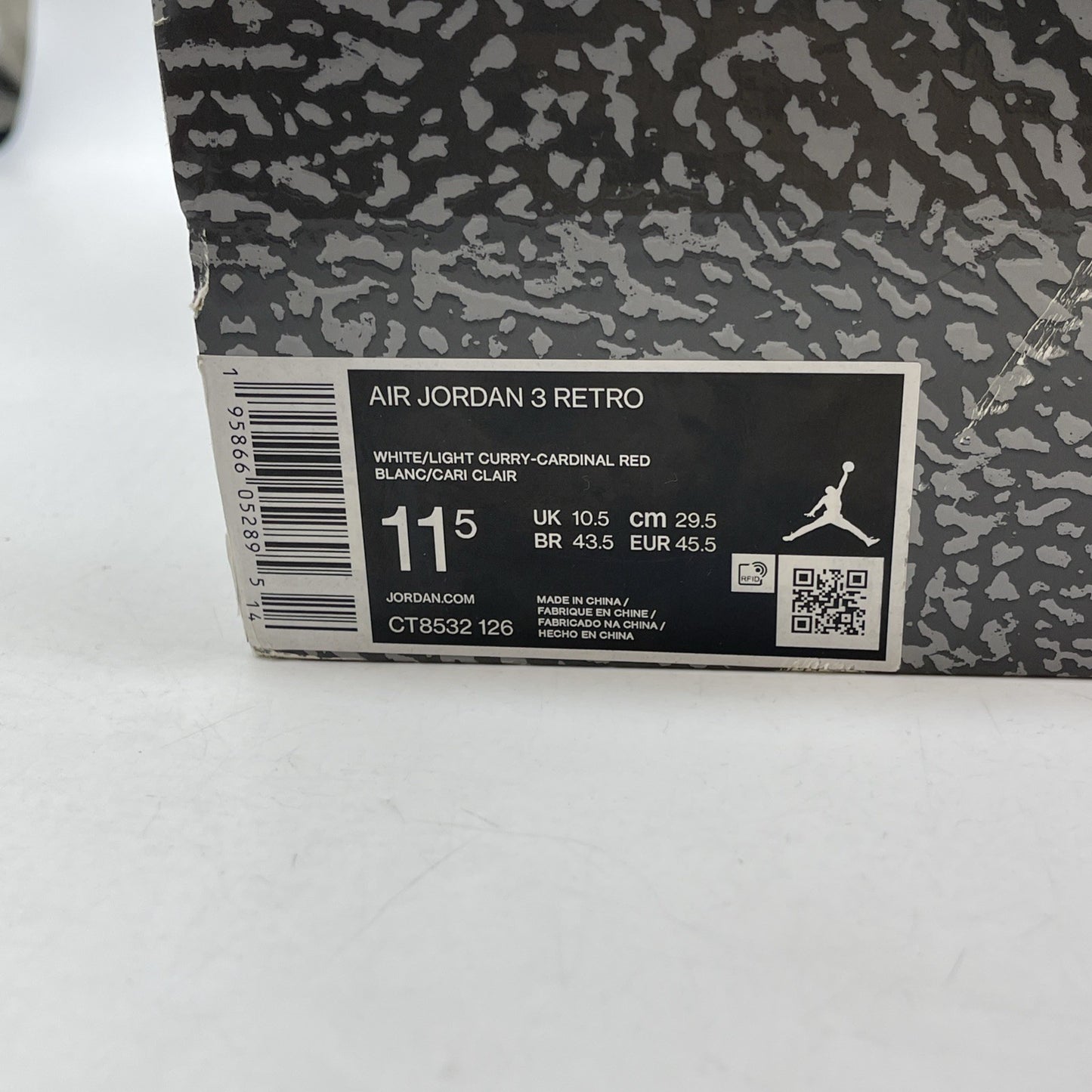 Size 11.5 - Jordan 3 Retro Mid Cardinal Red White Grey Leather (CT8532-126