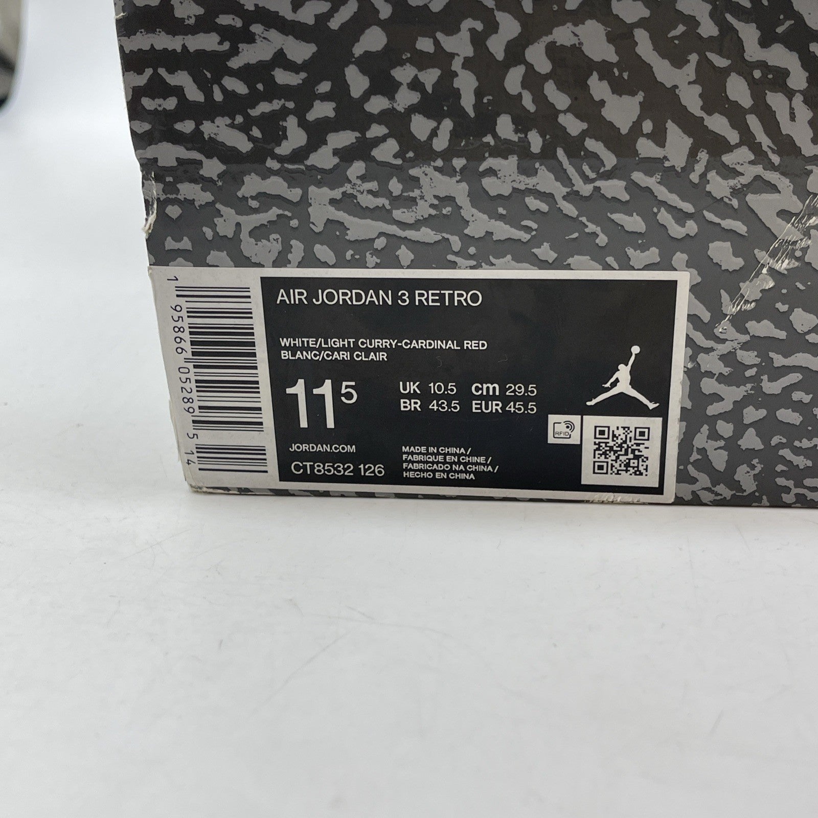 Size 11.5 - Jordan 3 Retro Mid Cardinal Red White Grey Leather (CT8532-126