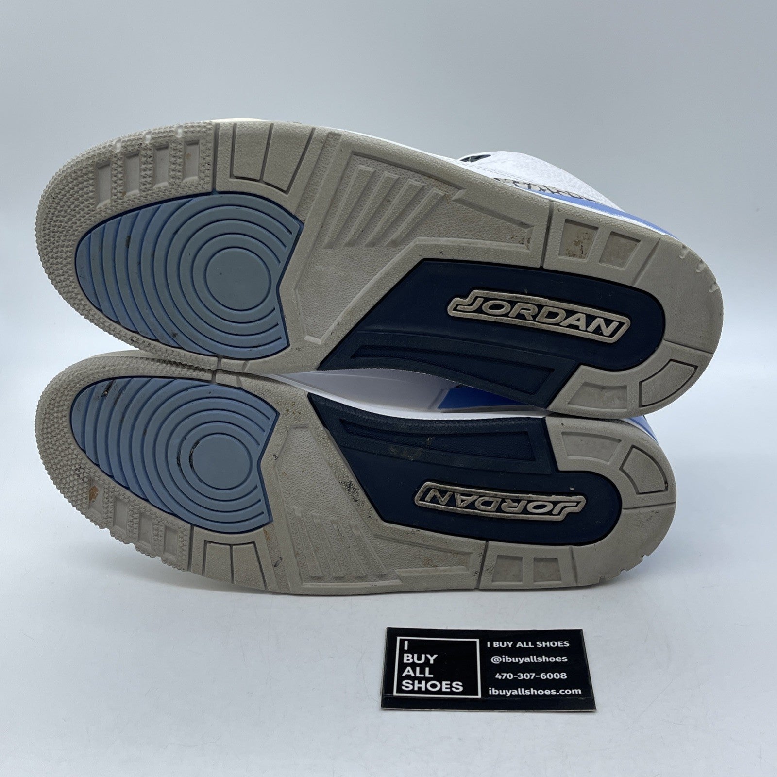 Size 10.5 - Jordan 3 Retro Mid UNC White Grey Blue Suede Leather (CT8532-104)