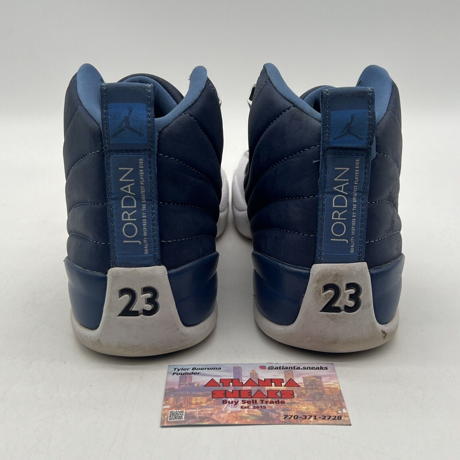 Size 9.5 - Jordan 12 Retro Indigo 2020 White Navy Leather (130690-404)