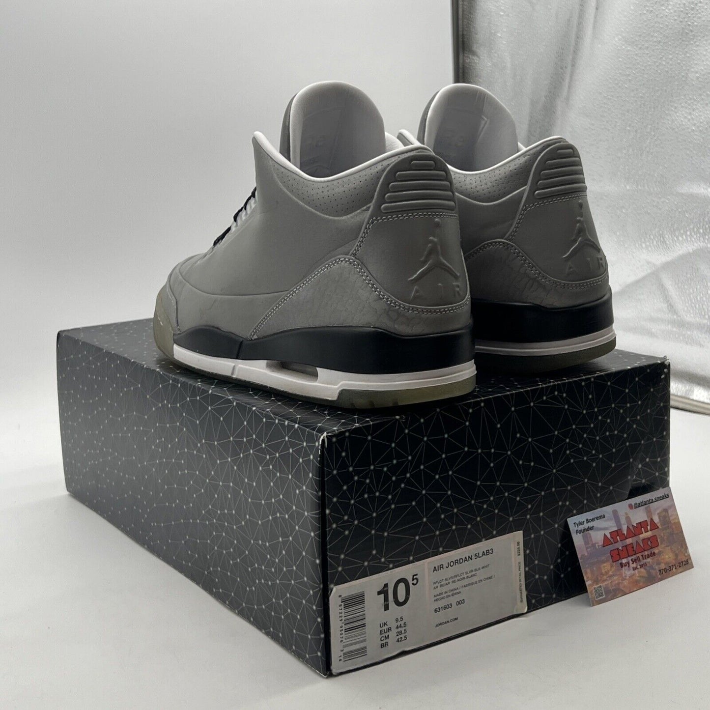 Size 10.5 - Air Jordan 3 5Lab3 Reflective Silver (631603-003)