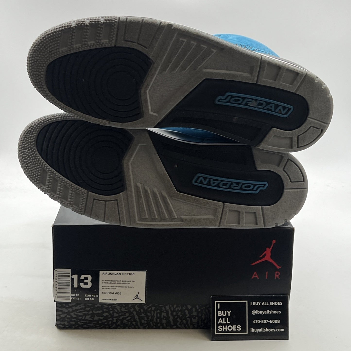 Size 13 - Air Jordan 3 Retro Powder Blue (136064-406)