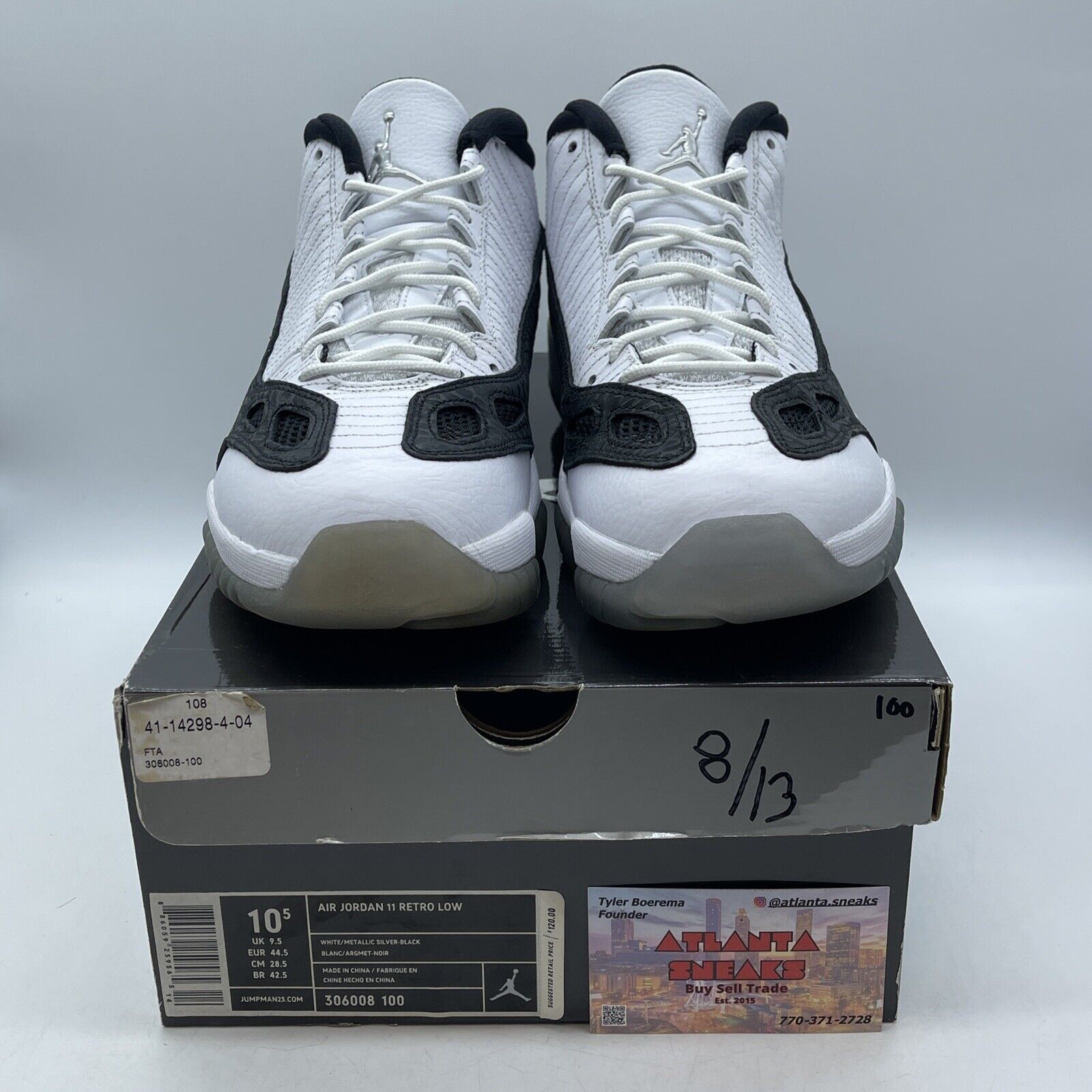 Size 10.5 - Air Jordan 11 Retro IE Low White Black Suede Leather (306008-100)