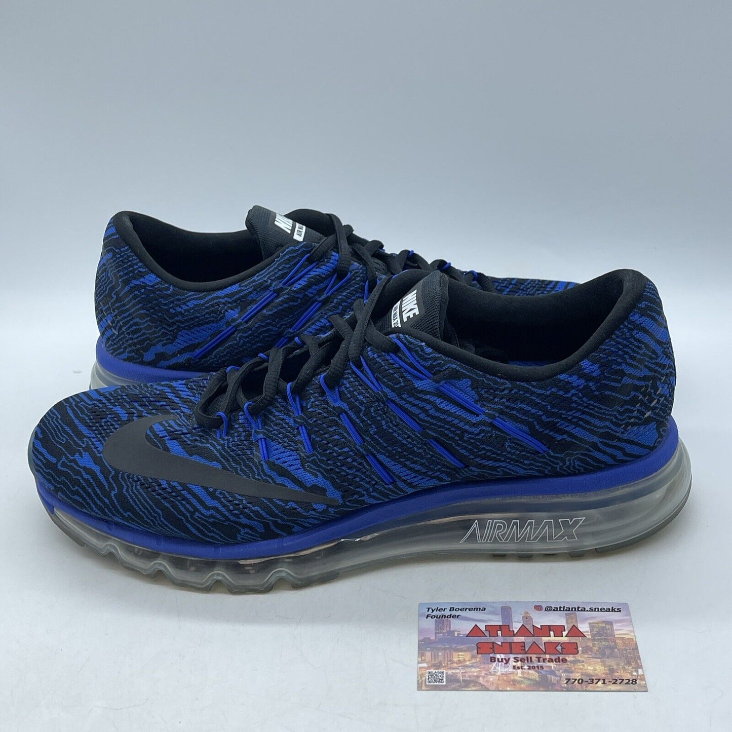 Size 11 - Nike Air Max 2016 Zebra Blue Black Suede Leather (818135-400)