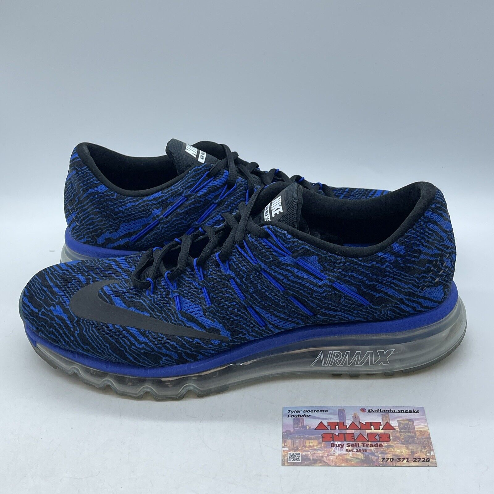 Size 11 - Nike Air Max 2016 Zebra Blue Black Suede Leather (818135-400)