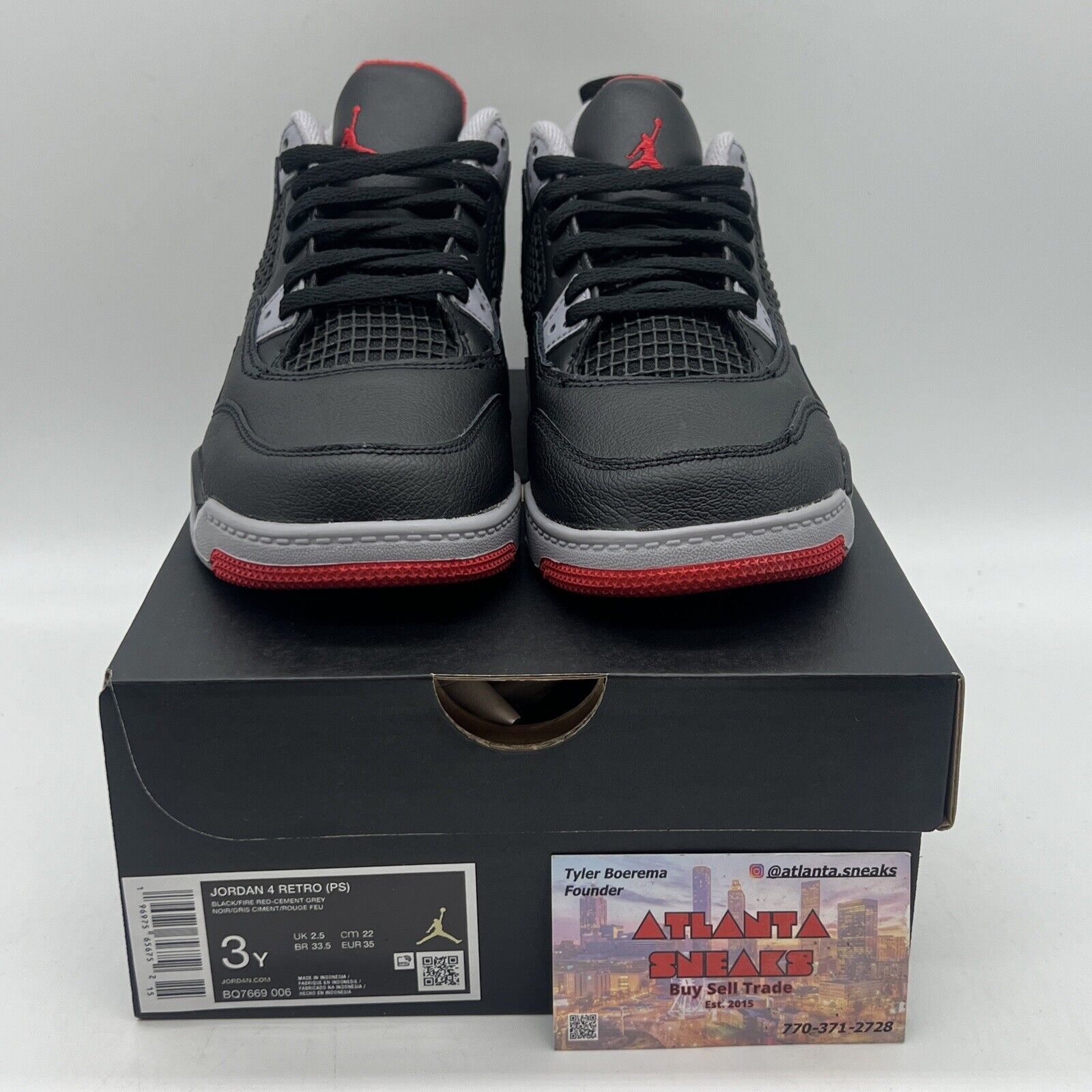 New Air Jordan 4 Retro (PS) Size 3Y 'Bred Reimagined' [BQ7669-006] Brand New