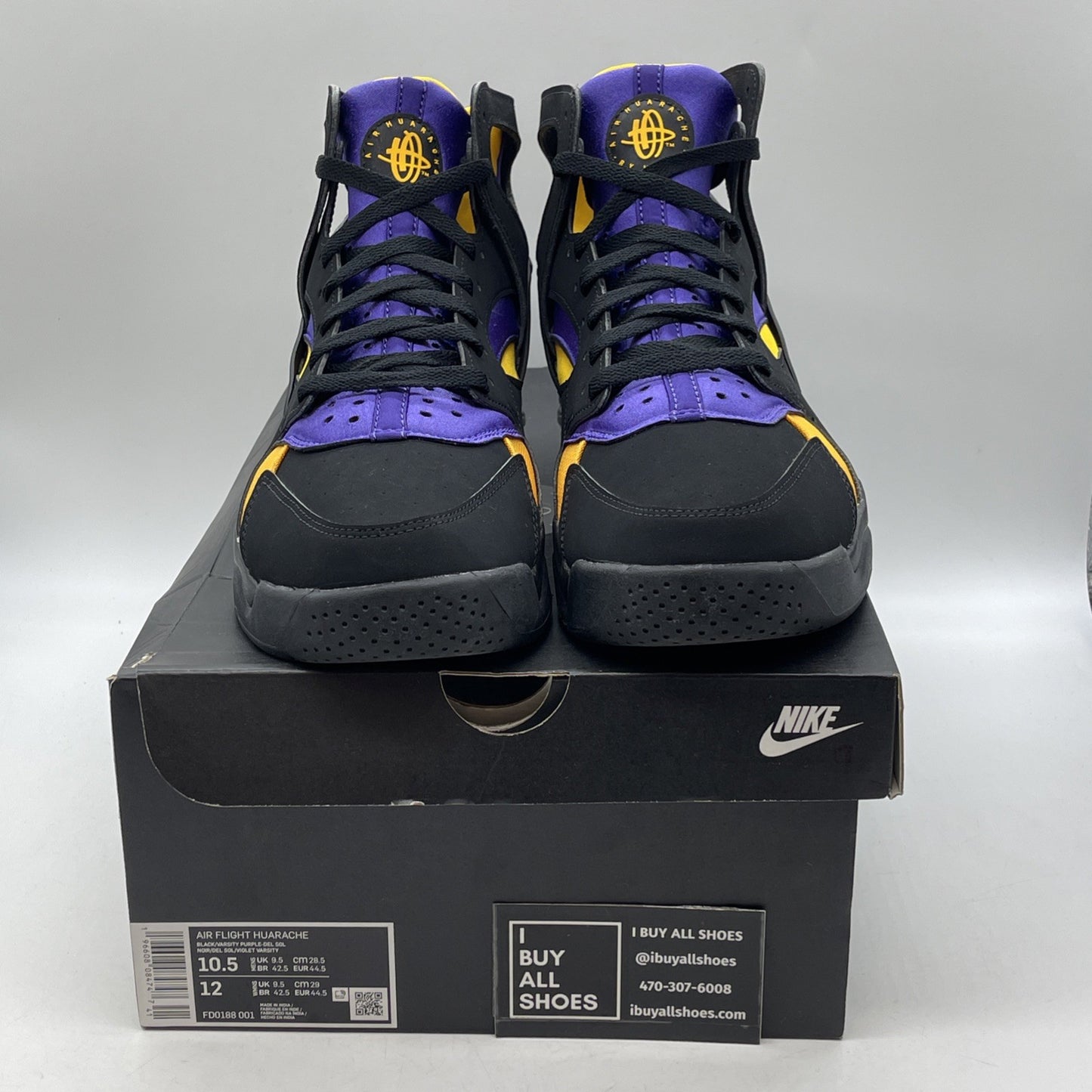 Size 10.5 - Nike Air Flight Huarache Lakers Away (FD0188-001)