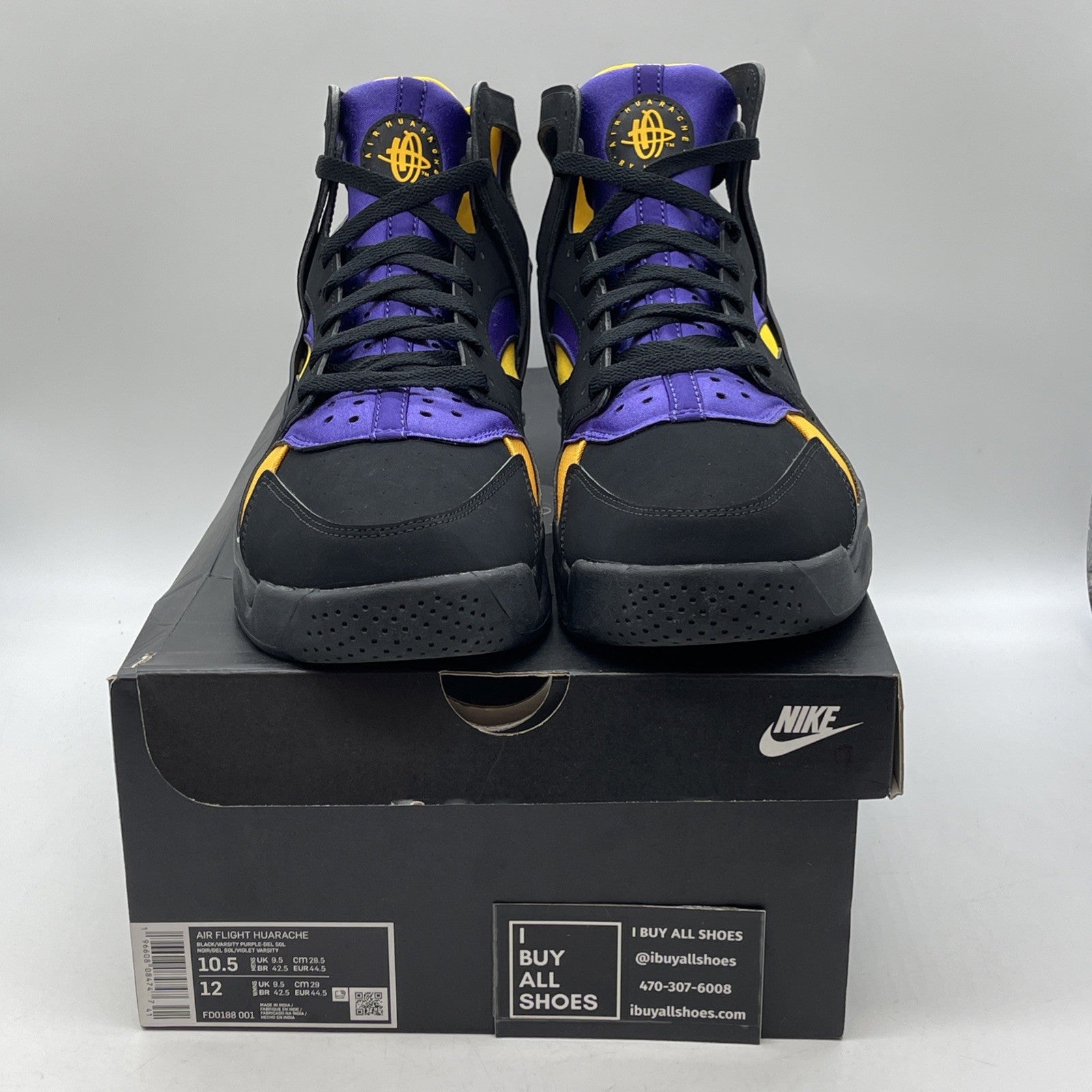 Size 10.5 - Nike Air Flight Huarache Lakers Away (FD0188-001)