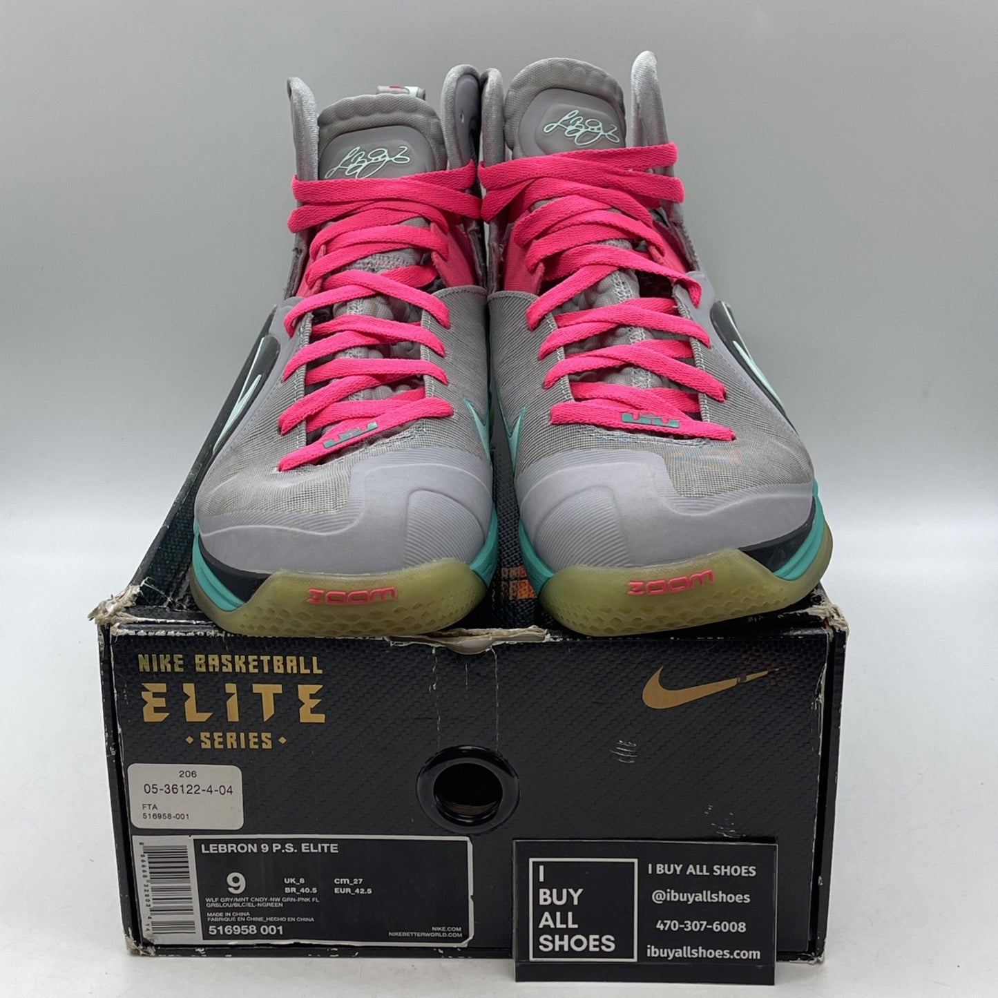 Size 9 - Nike LeBron 9 P.S. Elite South Beach (516958-001)