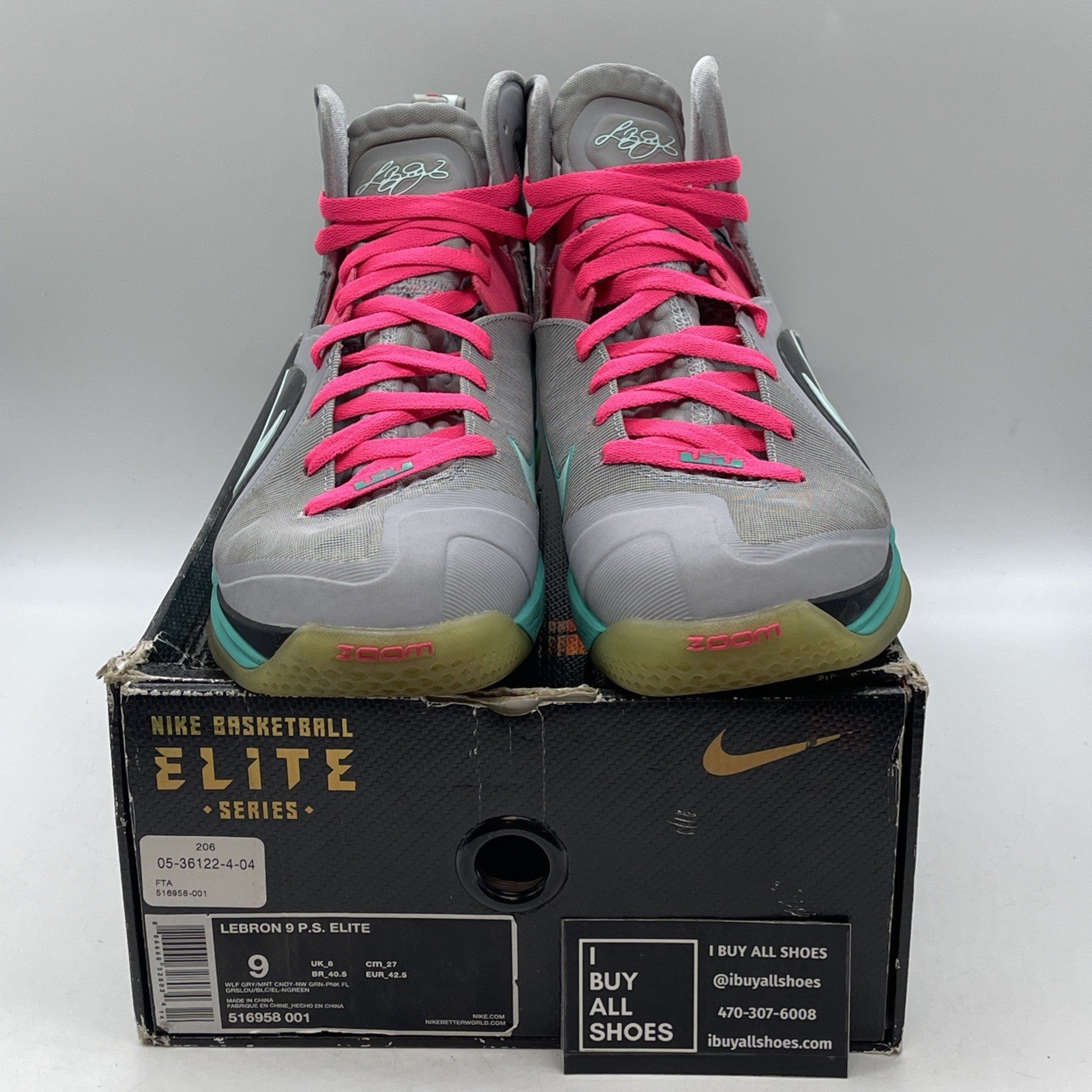 Size 9 - Nike LeBron 9 P.S. Elite South Beach (516958-001)