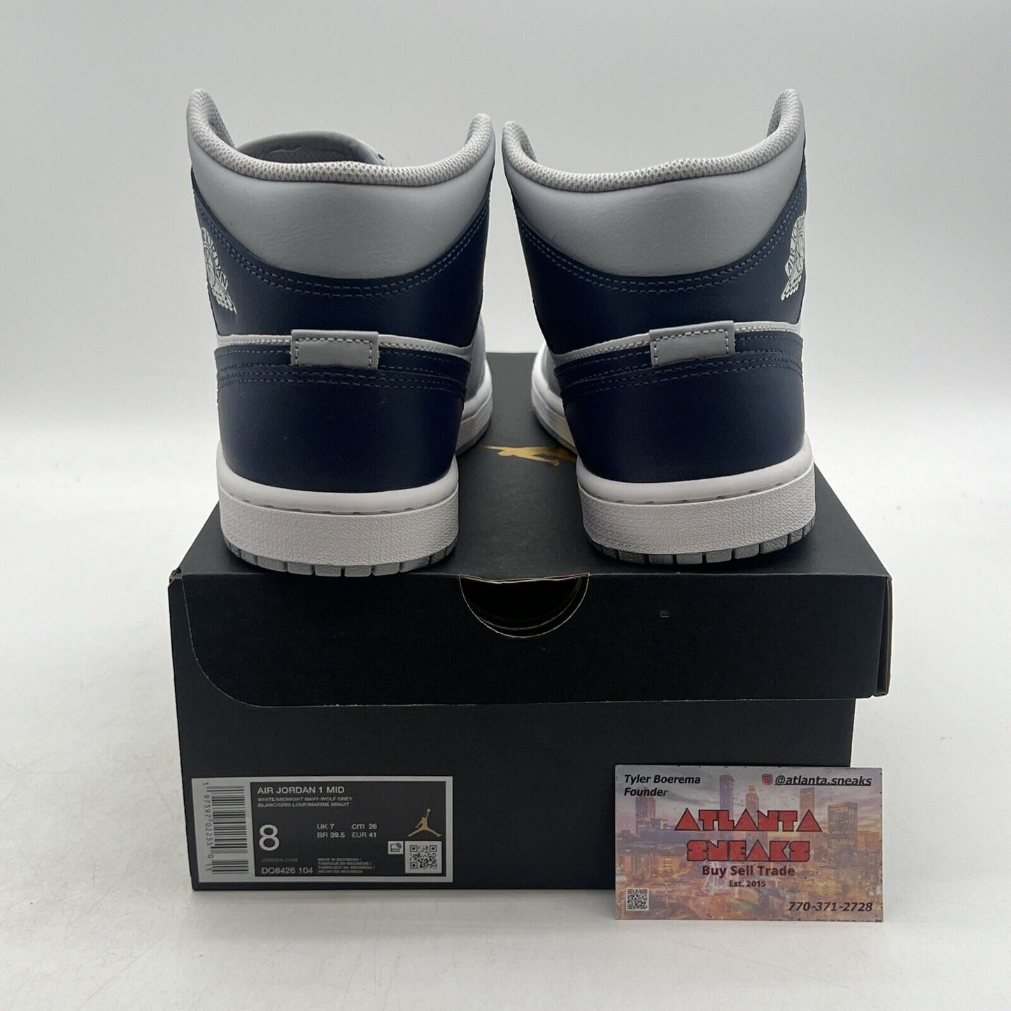 Size 8 - Air Jordan 1 Mid Wolf Grey Midnight Navy (DQ8426-104)