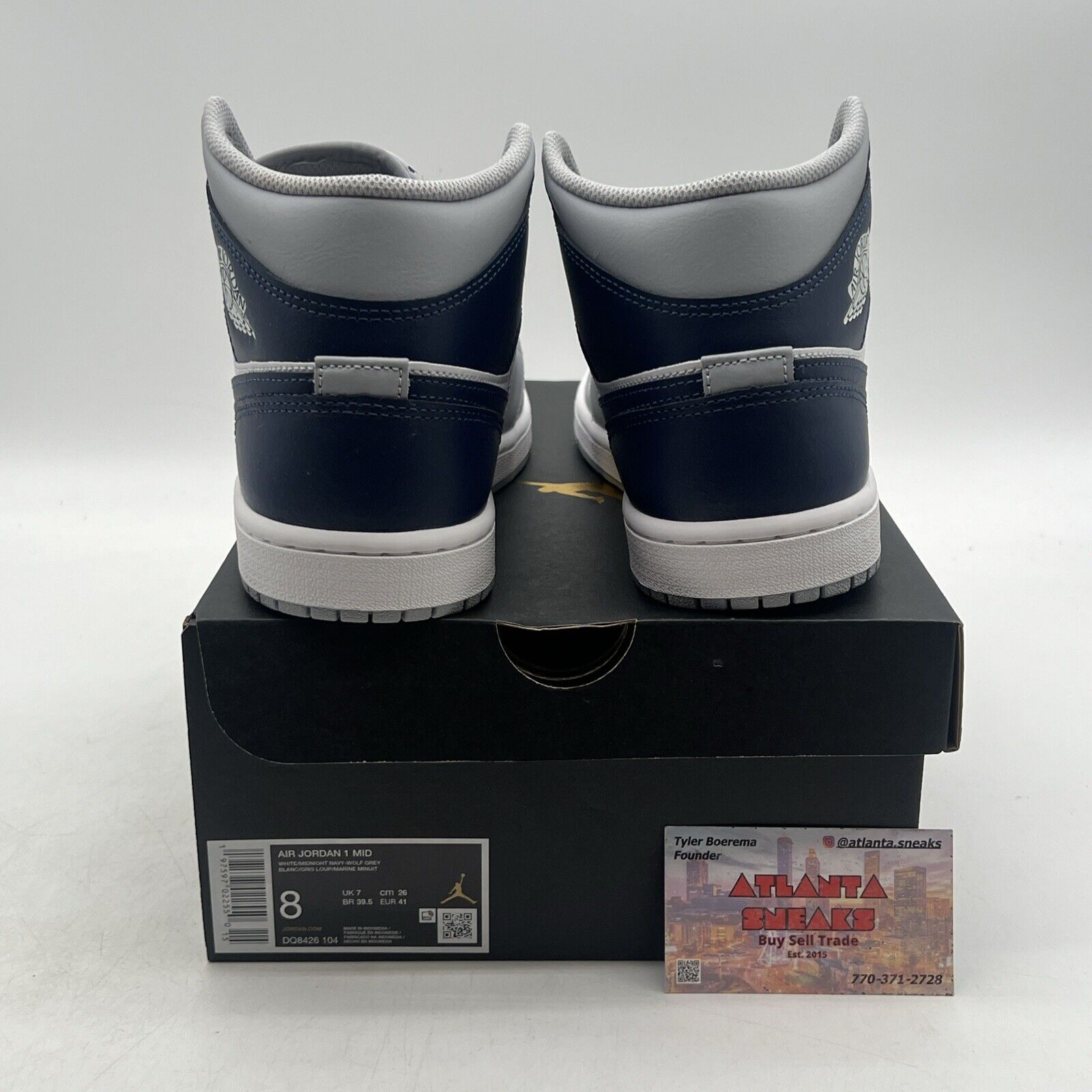 Size 8 - Air Jordan 1 Mid Wolf Grey Midnight Navy (DQ8426-104)