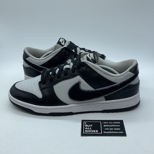 Size 12.5 - Nike Dunk Low Chenille Swoosh  Black Grey Fog Leather (DQ7683-001)