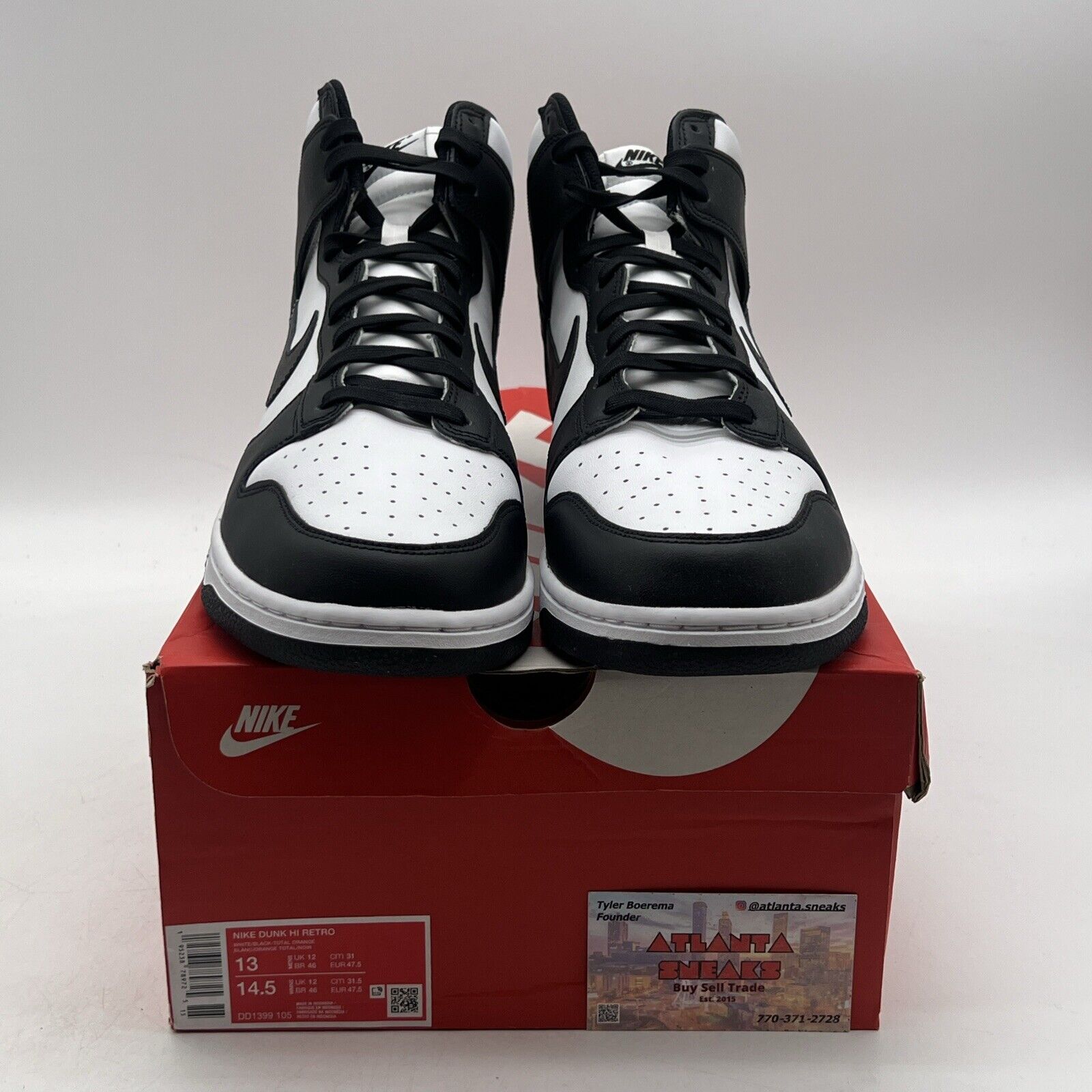 Size 13 - Nike Dunk High Black White Leather (DD1399-105)