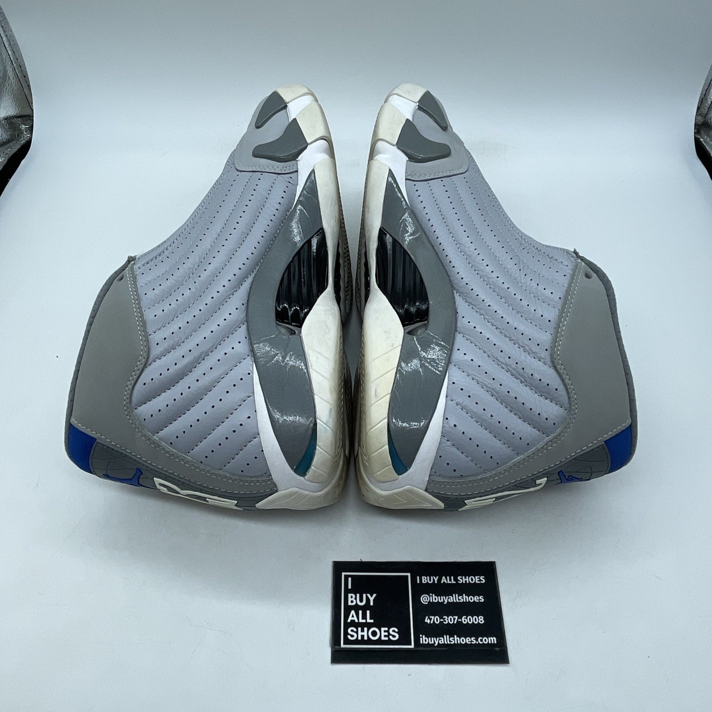 Size 10.5 - Air Jordan 14 Retro Wolf Grey Blue Suede Leather (487471-004)