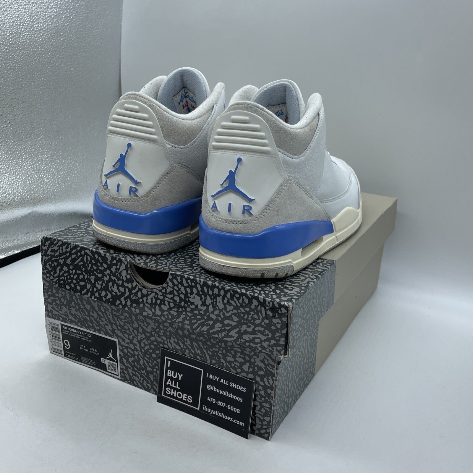 Size 9 - Air Jordan 3 Retro Lucky Shorts Blue Grey Suede Leather (CT8532-101)
