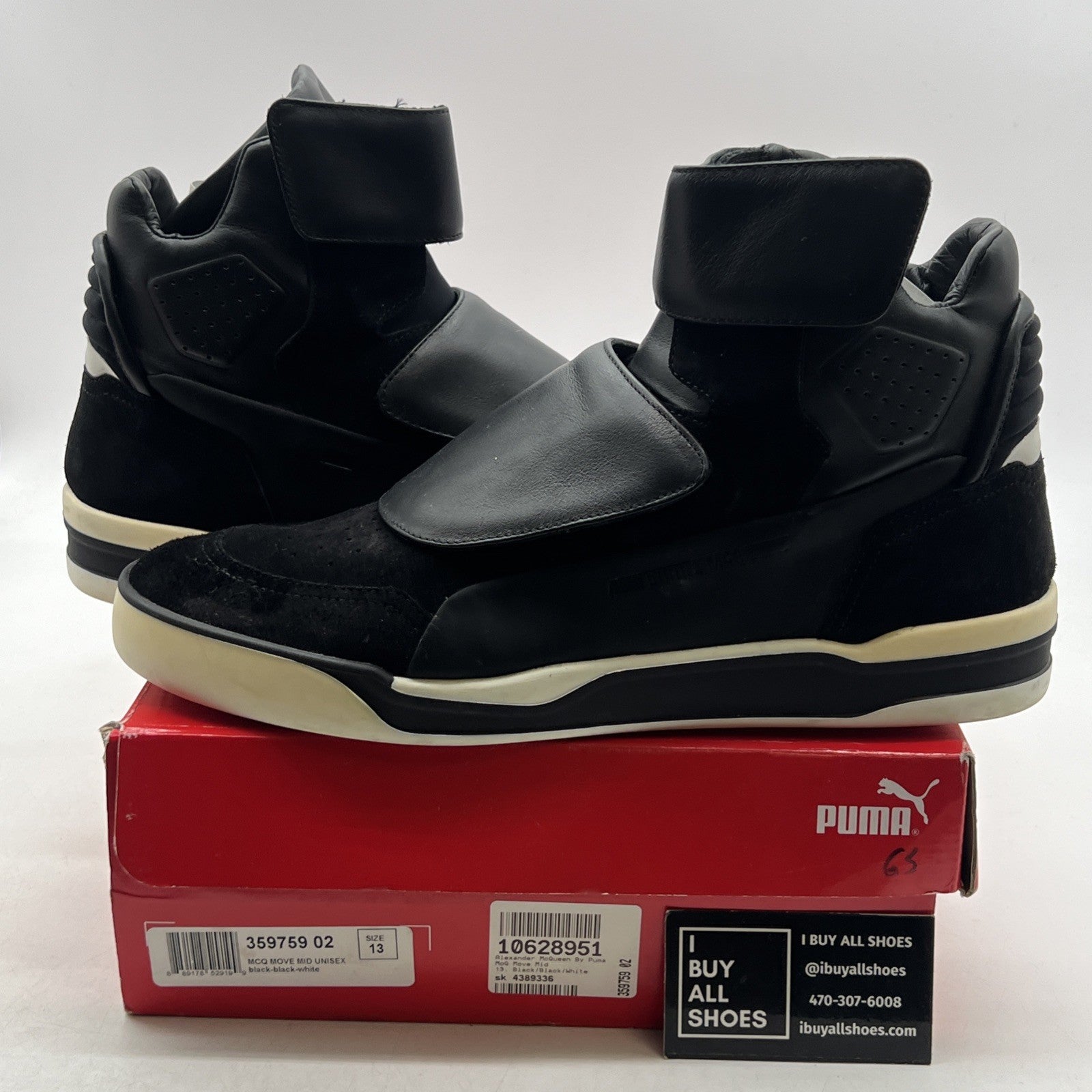 Size 13 - PUMA Move Mid x Alexander McQueen Black/Black-White (359759-02)