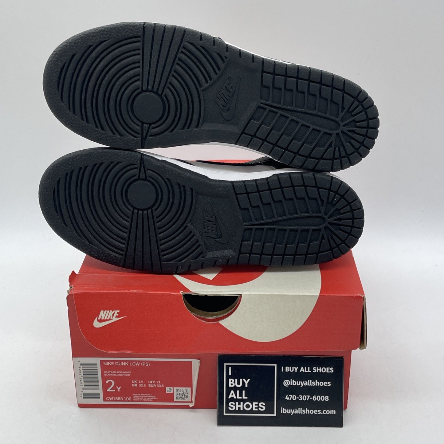 Size 2Y - Nike Dunk Low Retro Black White Leather (DD1503-101)