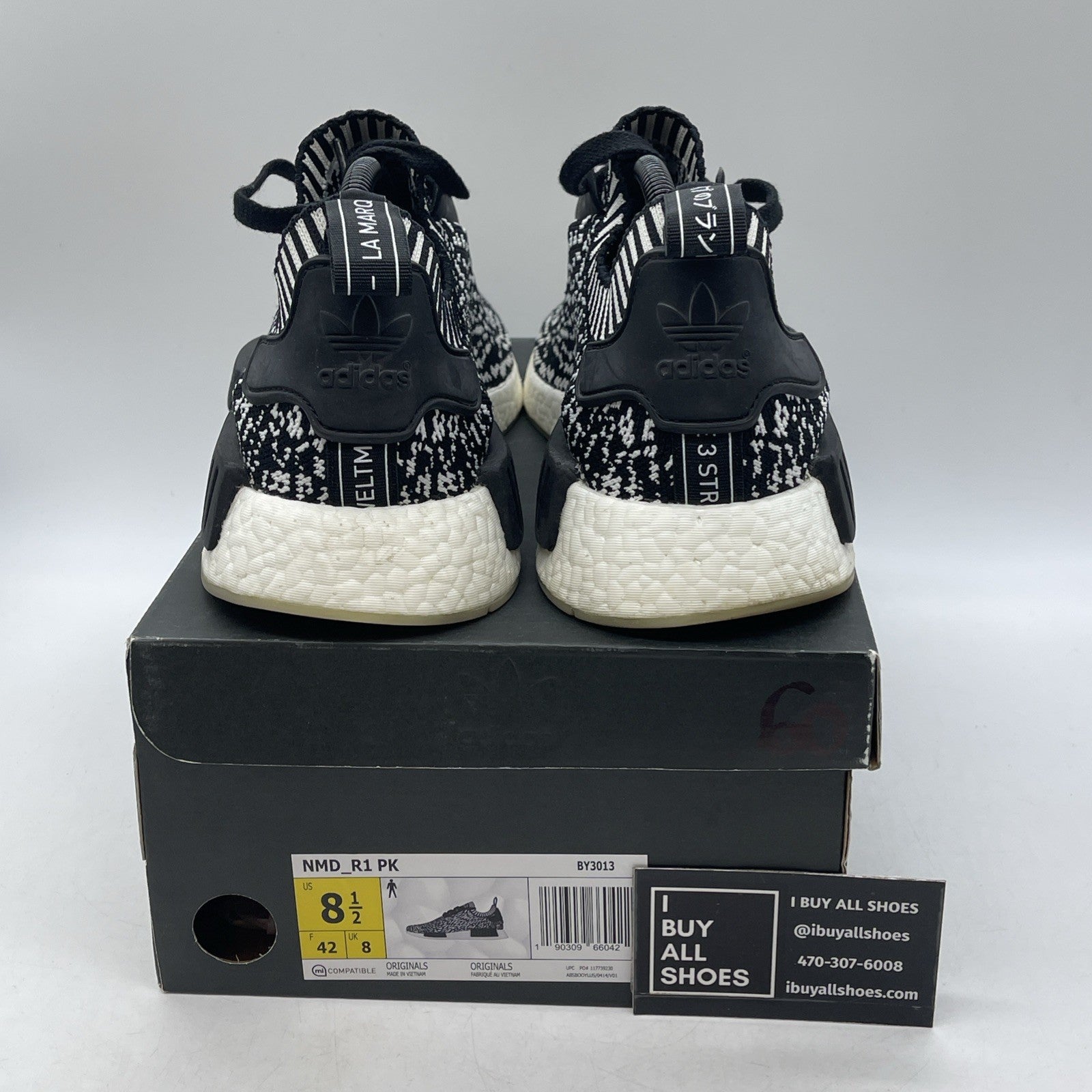 Size 8.5 - Adidas NMD_R1 Primeknit Zebra (BY3013)