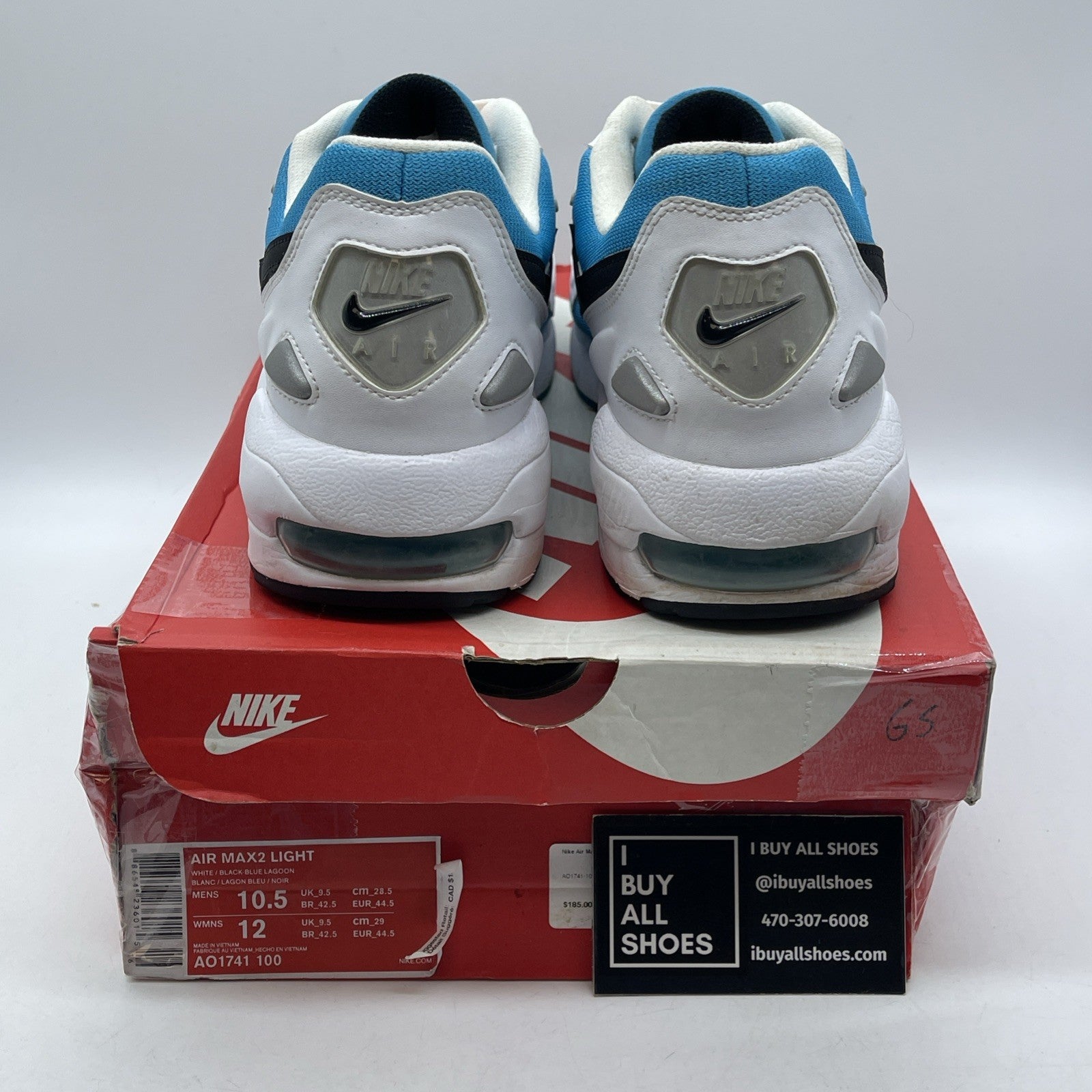 Size 10.5 - Nike Air Max 2 Light OG Blue Lagoon White Suede Leather (AO1741-100)