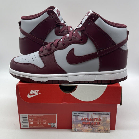 Size 8.5 - Nike Dunk High Dark Beetroot Burgundy Grey Leather (DD1399-600)