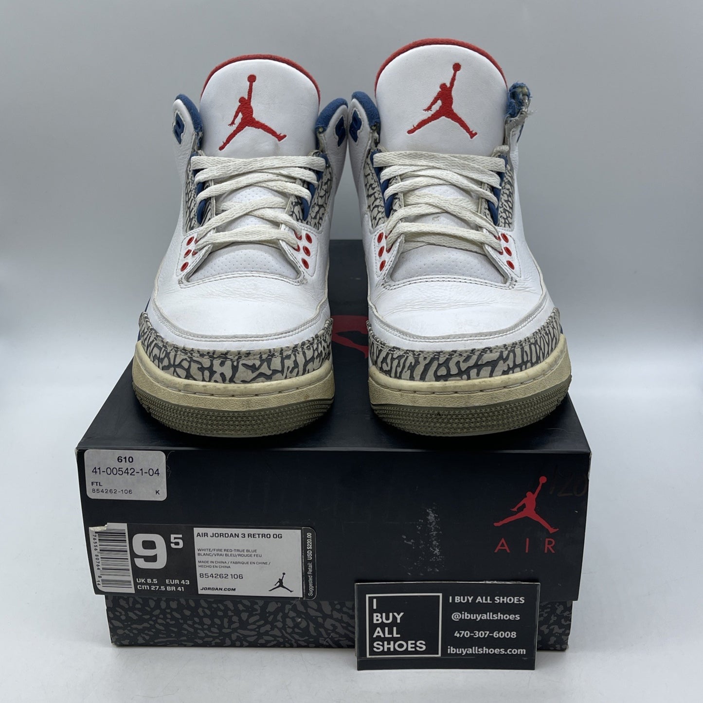 Size 9.5 - Air Jordan 3 Retro OG Mid True Blue (854262-106)