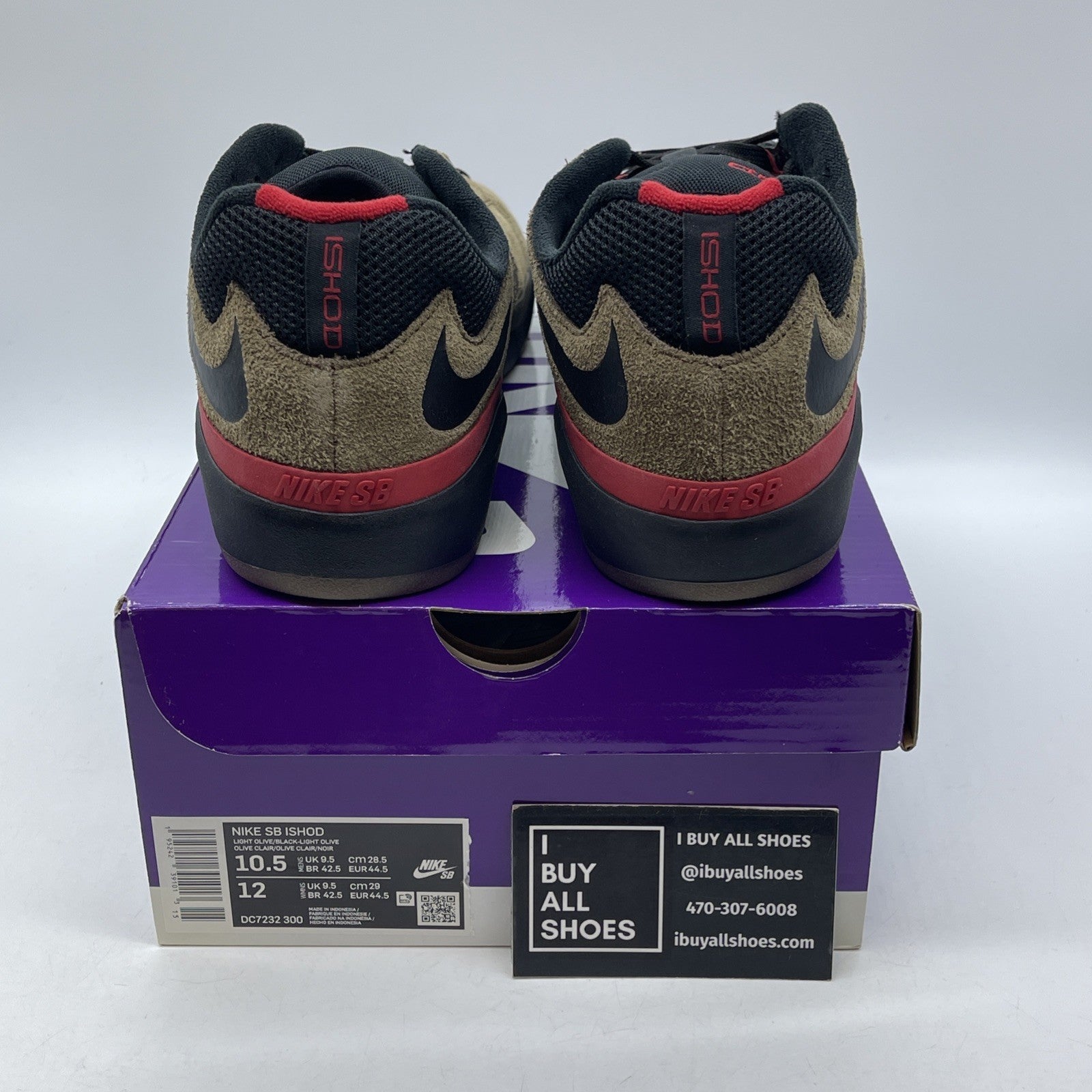 Size 10.5 -Ishod Wair Light  Olive Suede Black Red (DC7232-300)