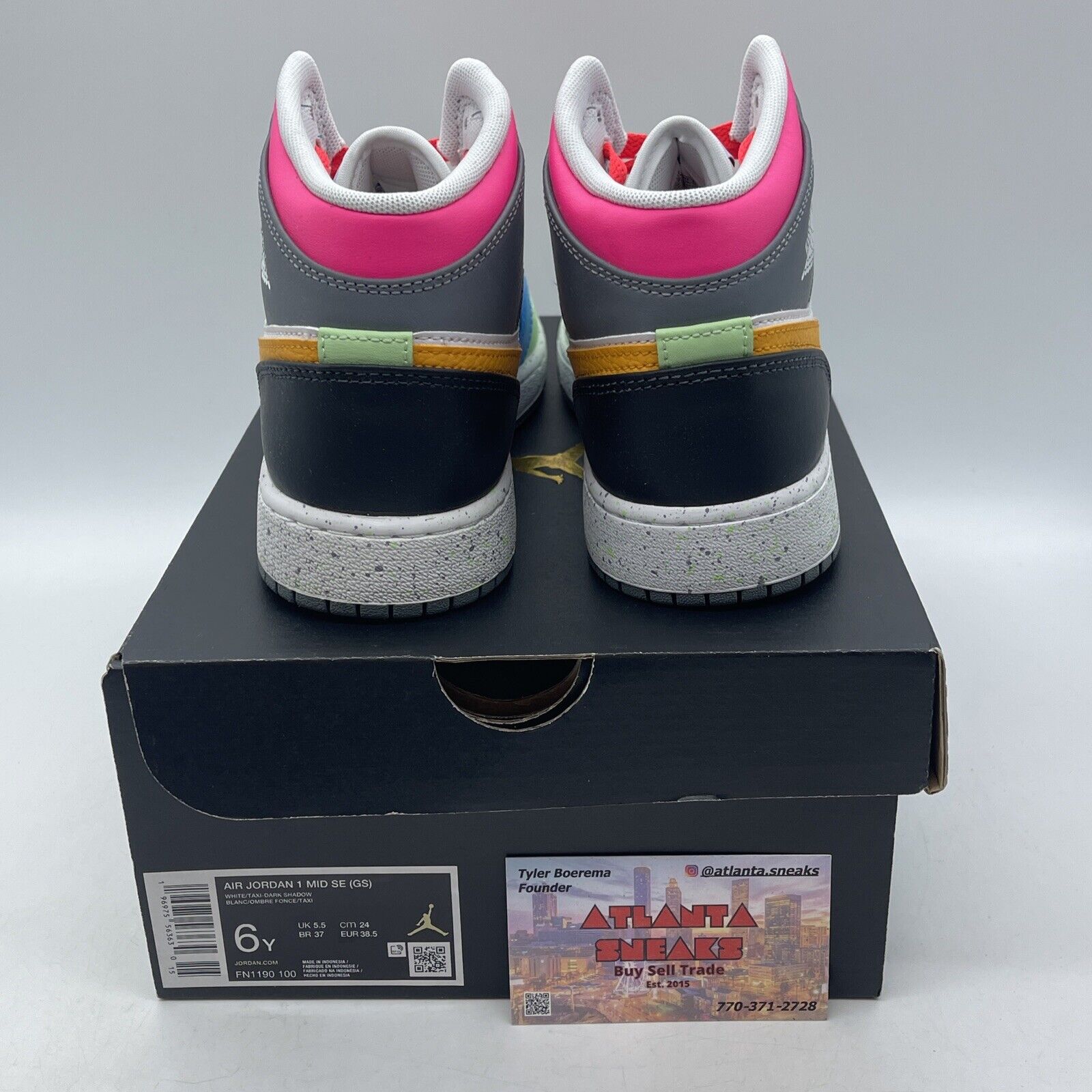 Size 6Y - Air Jordan 1 Mid SE (GS) Multi Color White Leather (FN1190-100)