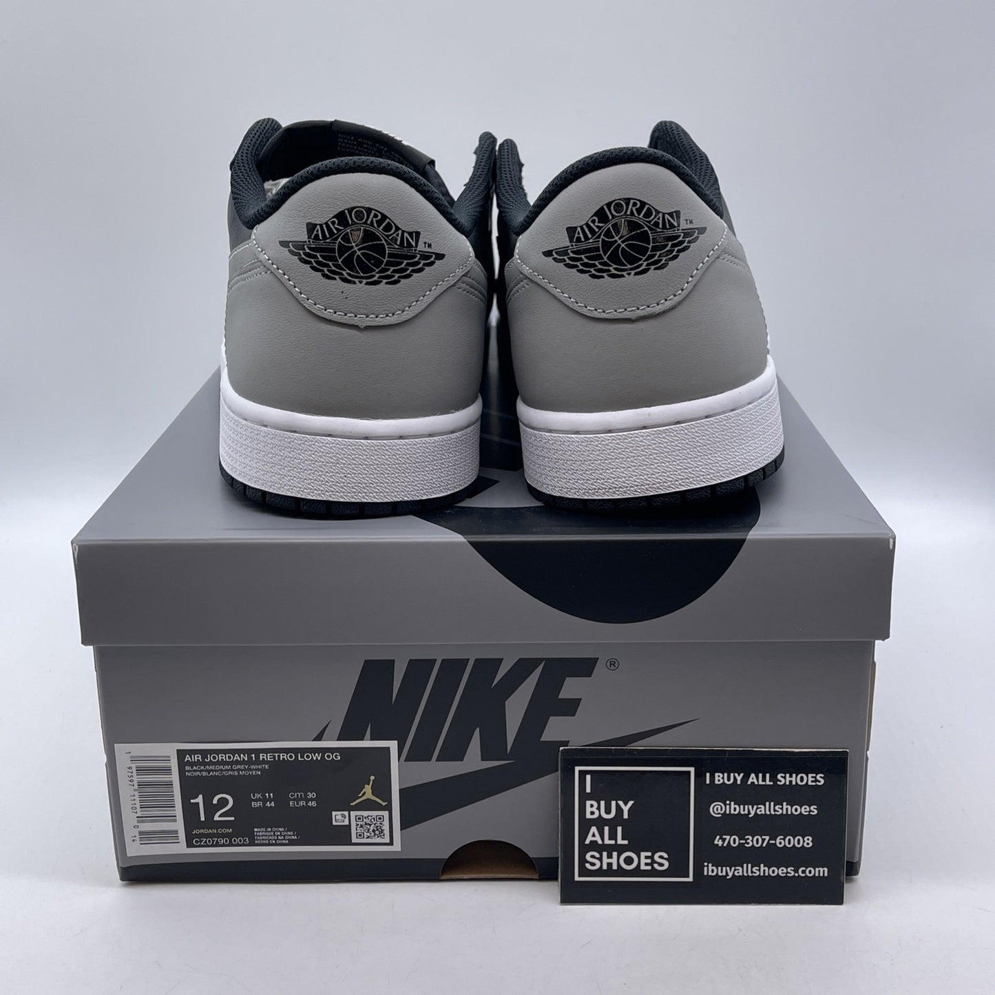 Size 12 - Air Jordan 1 Retro OG 2024 Low Shadow Grey Black (CZ0790-003)