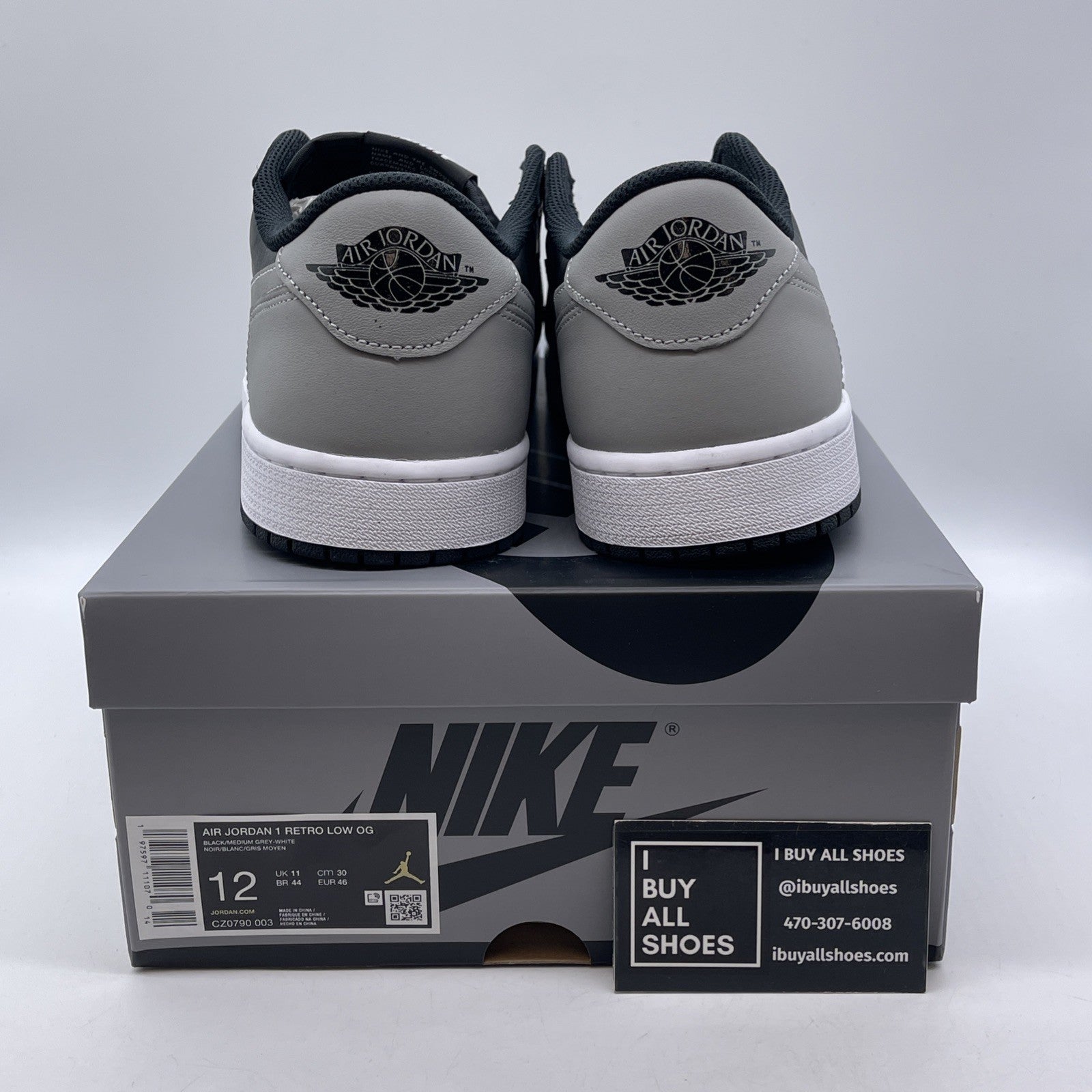Size 12 - Air Jordan 1 Retro OG 2024 Low Shadow Grey Black (CZ0790-003)