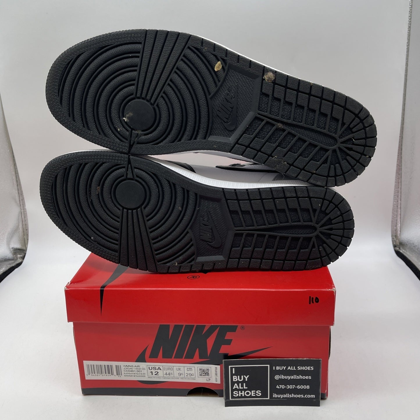 Size 12 - Air Jordan 1 High OG Metallic Silver White Leather (CD0461-001)