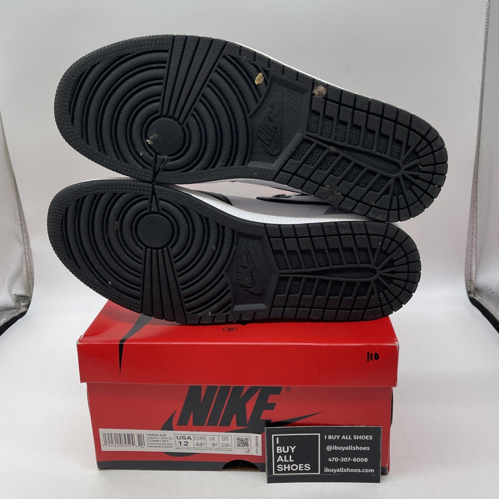 Size 12 - Air Jordan 1 High OG Metallic Silver White Leather (CD0461-001)