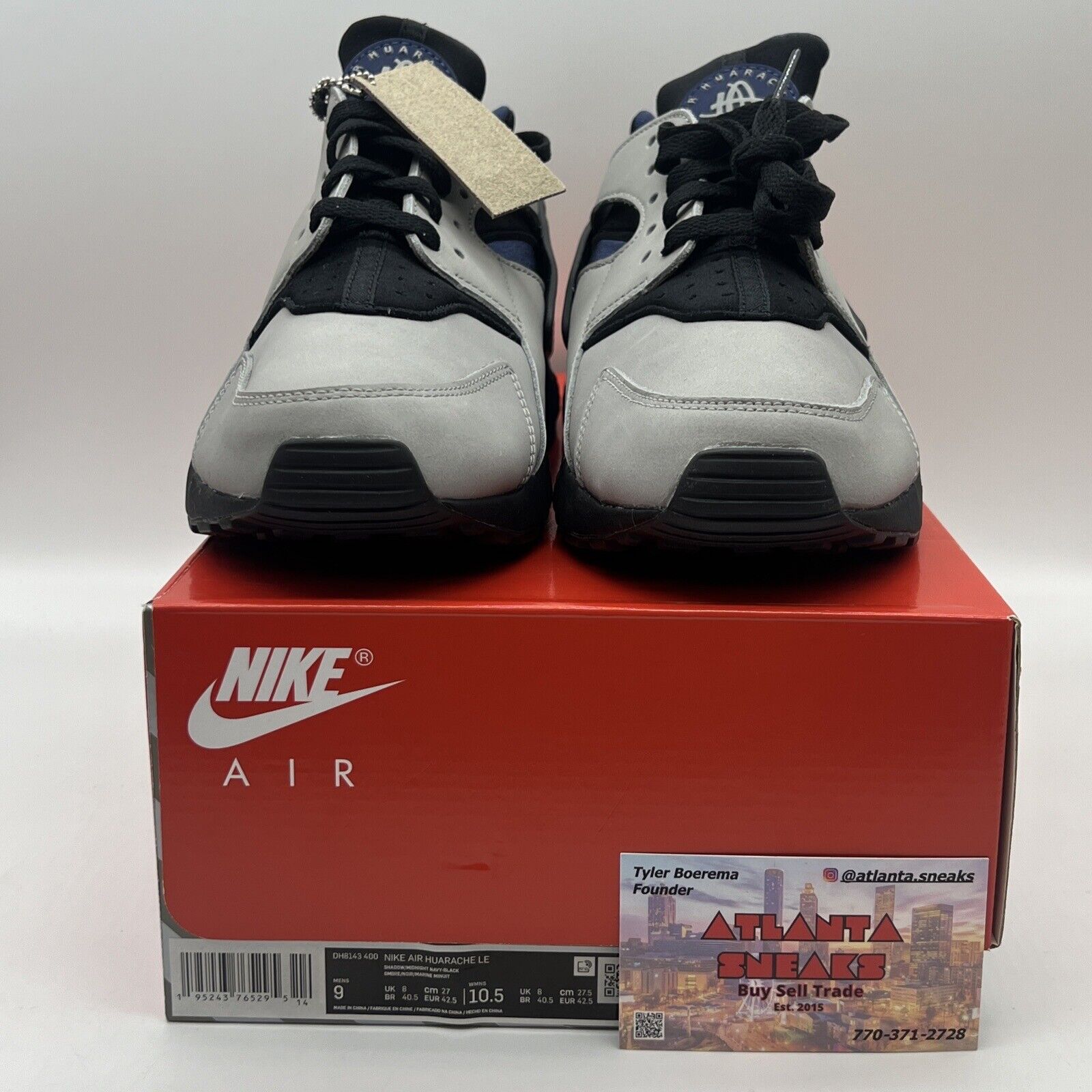 [DH8143-400] Mens Nike Air Huarache LE Grey Navy Blue Black Og All Brand New