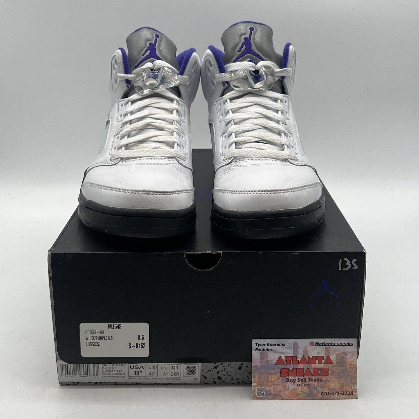 Size 8.5 - Jordan 5 Concord 2022 Black White Purple Leather (DD0587-141)