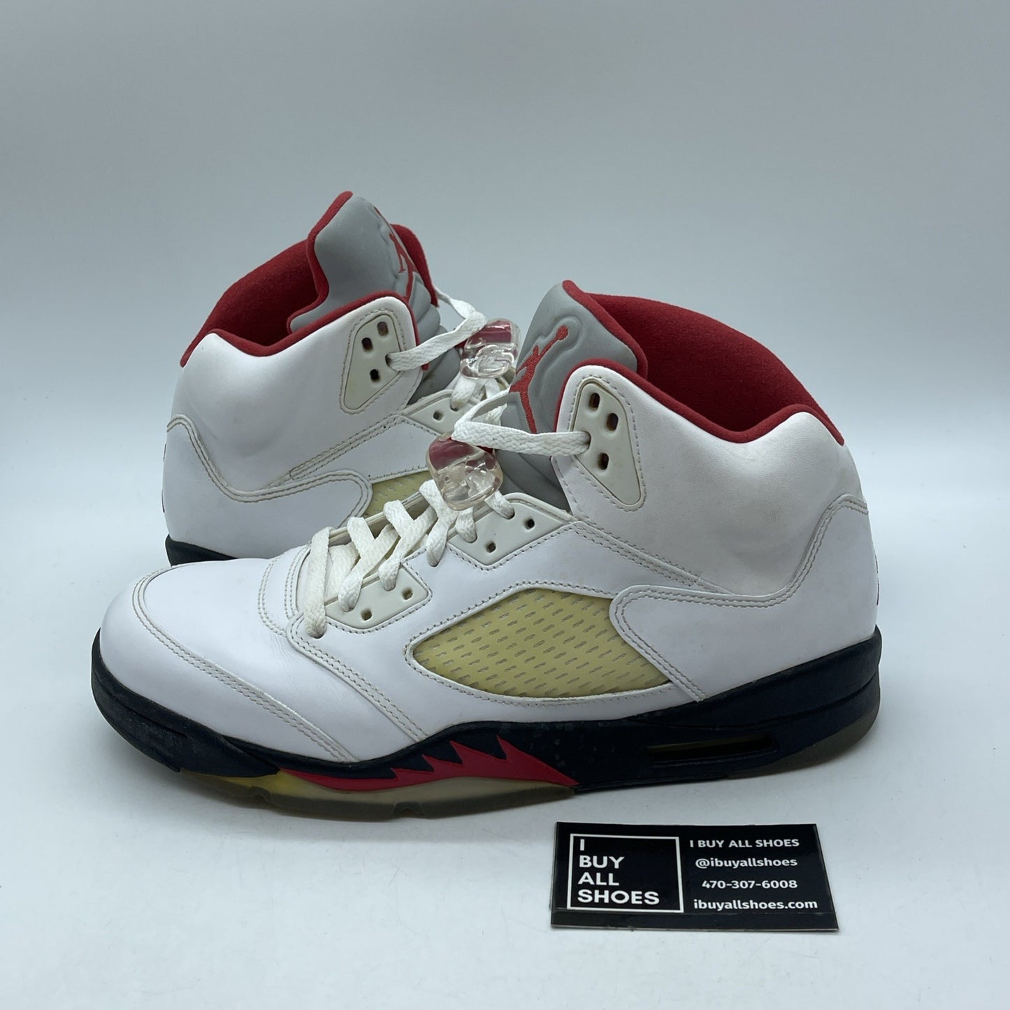 Size 10.5 - Air Jordan 5 Retro 2013 White Fire Red Leather (136027-100)