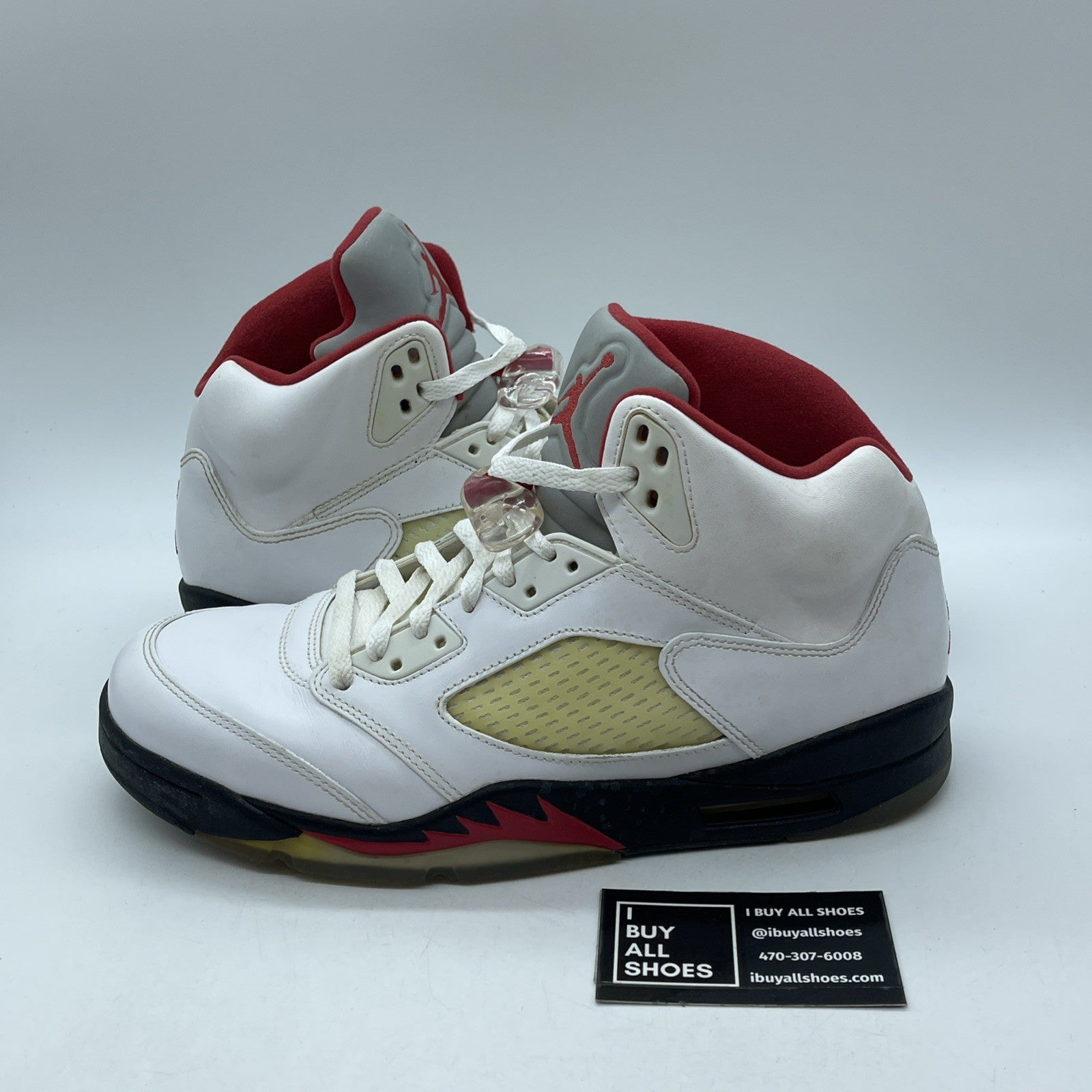 Size 10.5 - Air Jordan 5 Retro 2013 White Fire Red Leather (136027-100)