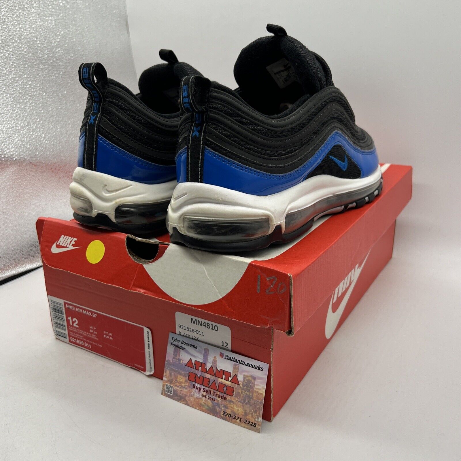 Size 12 - Nike Air Max 97 Blue Nebula Blue Black White (921826-001)