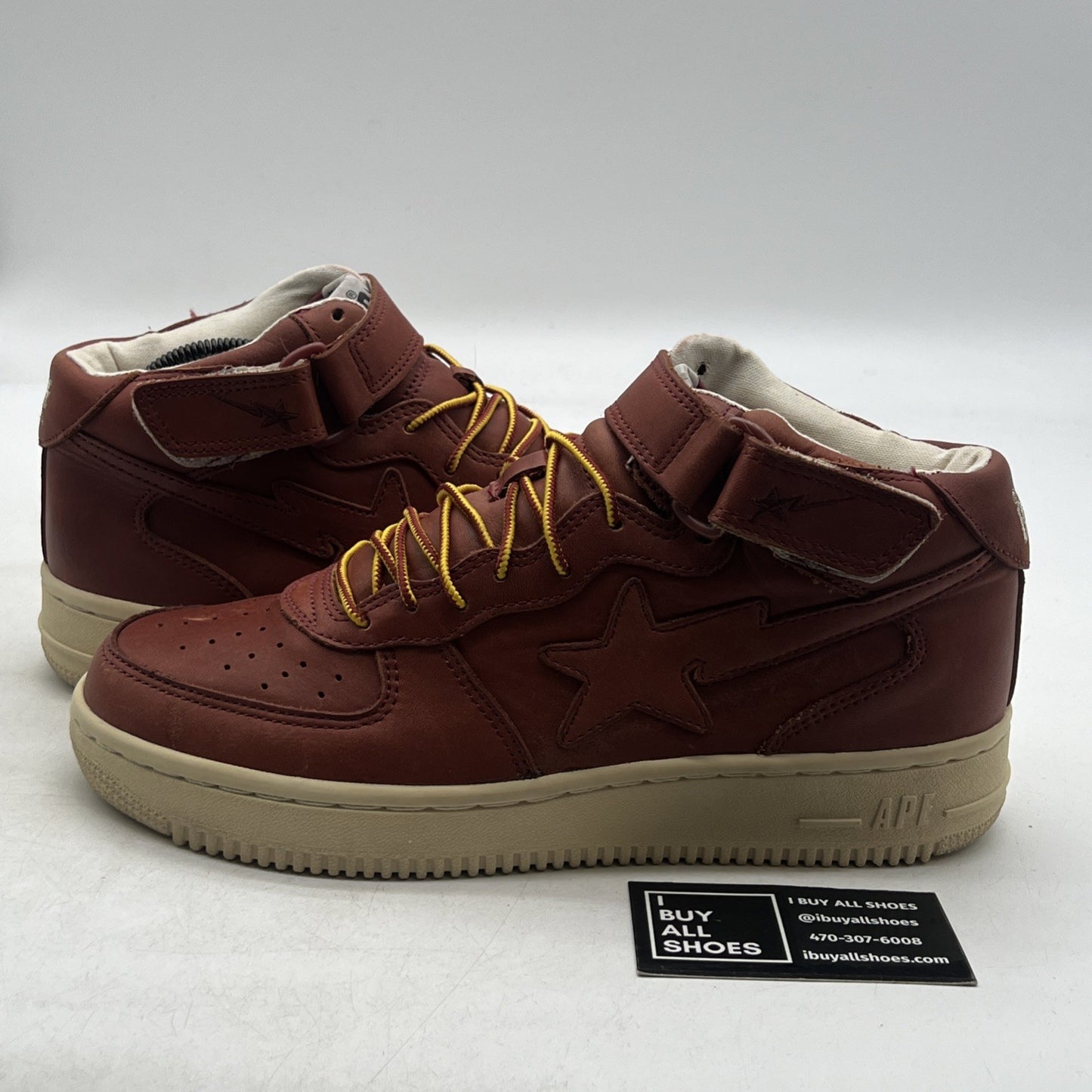 Size 10 - A Bathing Ape Bape Sta Low Brown Leather (FS-018 180) Bapesta Sneakers