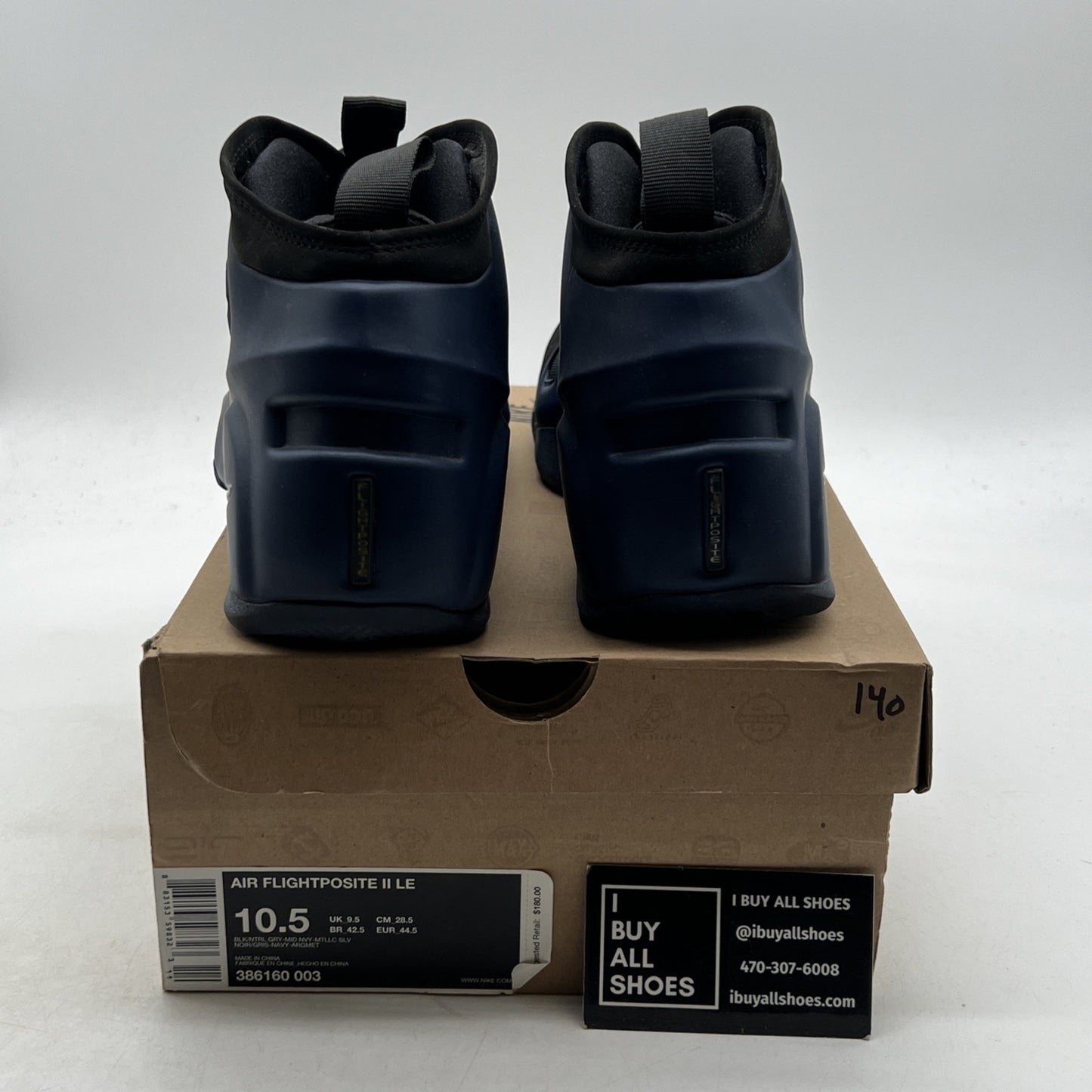 Size 10.5 - Nike Air Flightposite 2 Black Midnight Navy (386160-003)