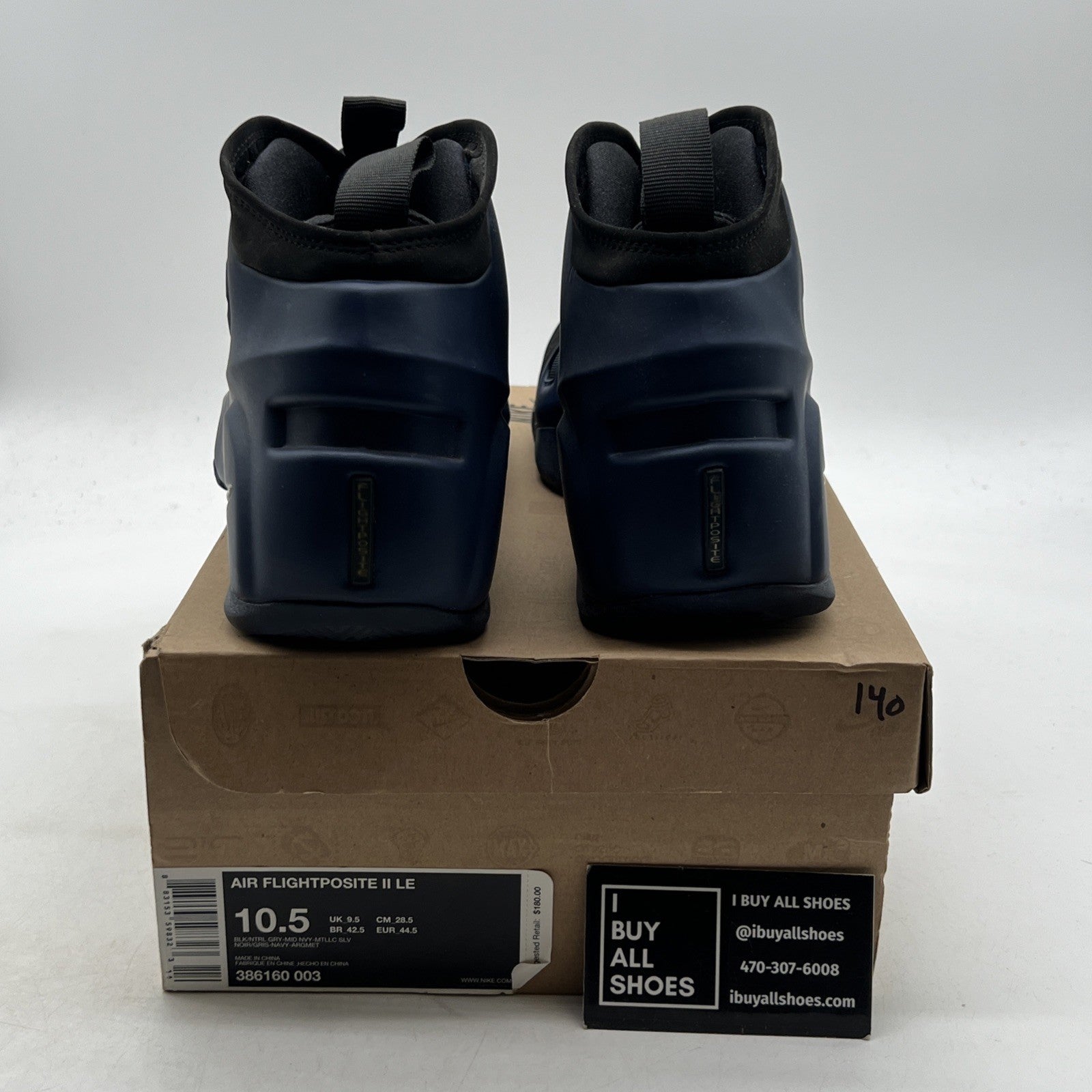 Size 10.5 - Nike Air Flightposite 2 Black Midnight Navy (386160-003)