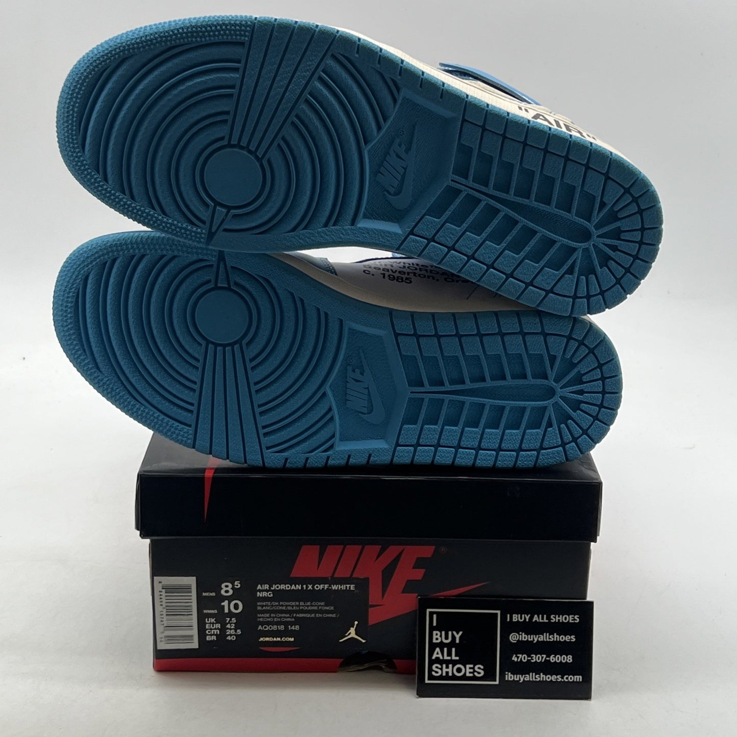 Size 8.5 - Air Jordan 1 Retro OG x Off-White High UNC (AQ0818-148)