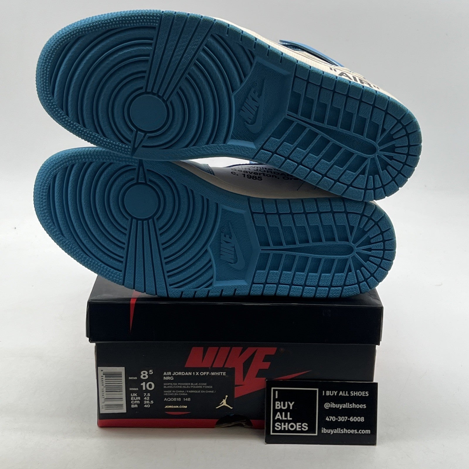Size 8.5 - Air Jordan 1 Retro OG x Off-White High UNC (AQ0818-148)