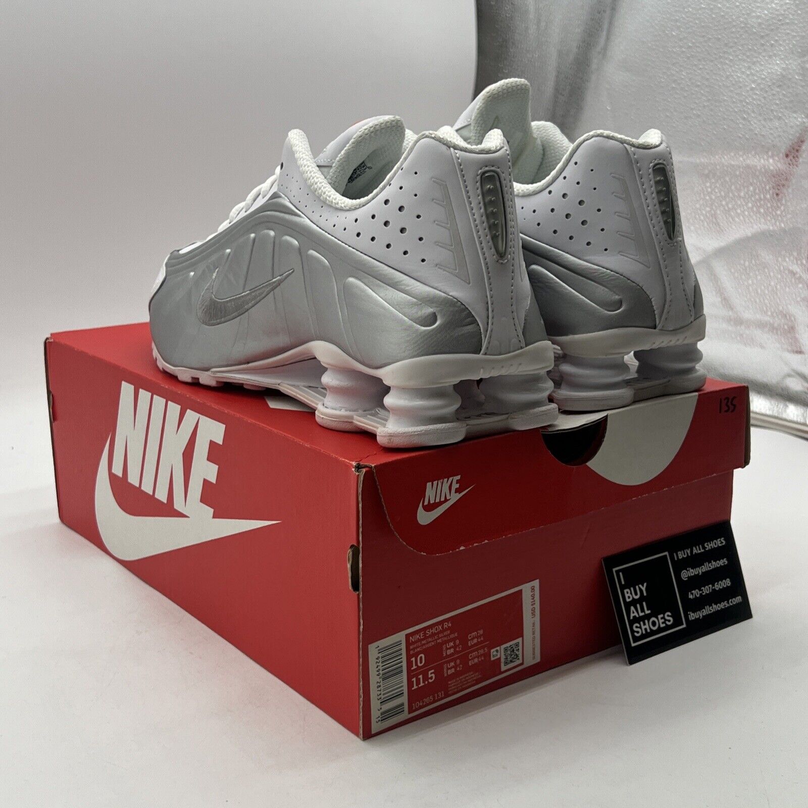 Size 10 - Nike Shox R4 White Metallic (104265-131)