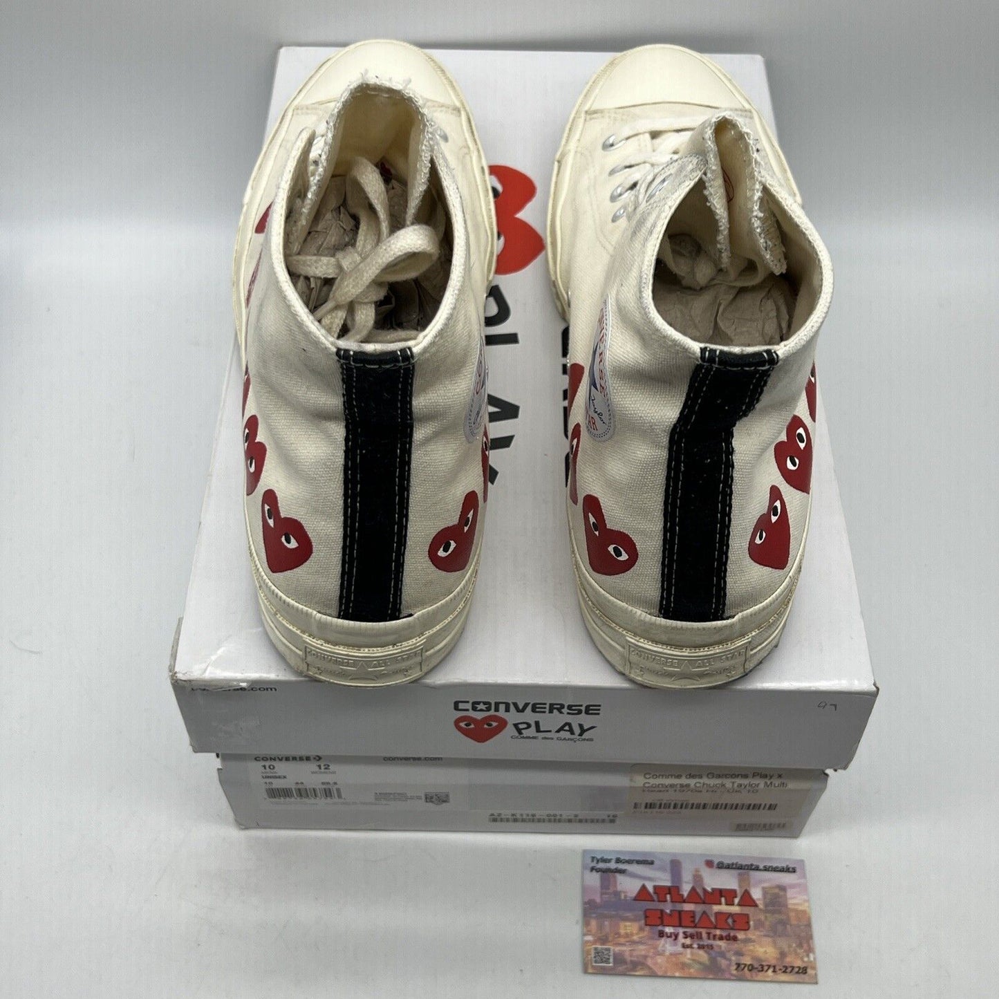 Converse Chuck 70 High Top x Comme des Garcons Play Multi Heart 162972C Size 10