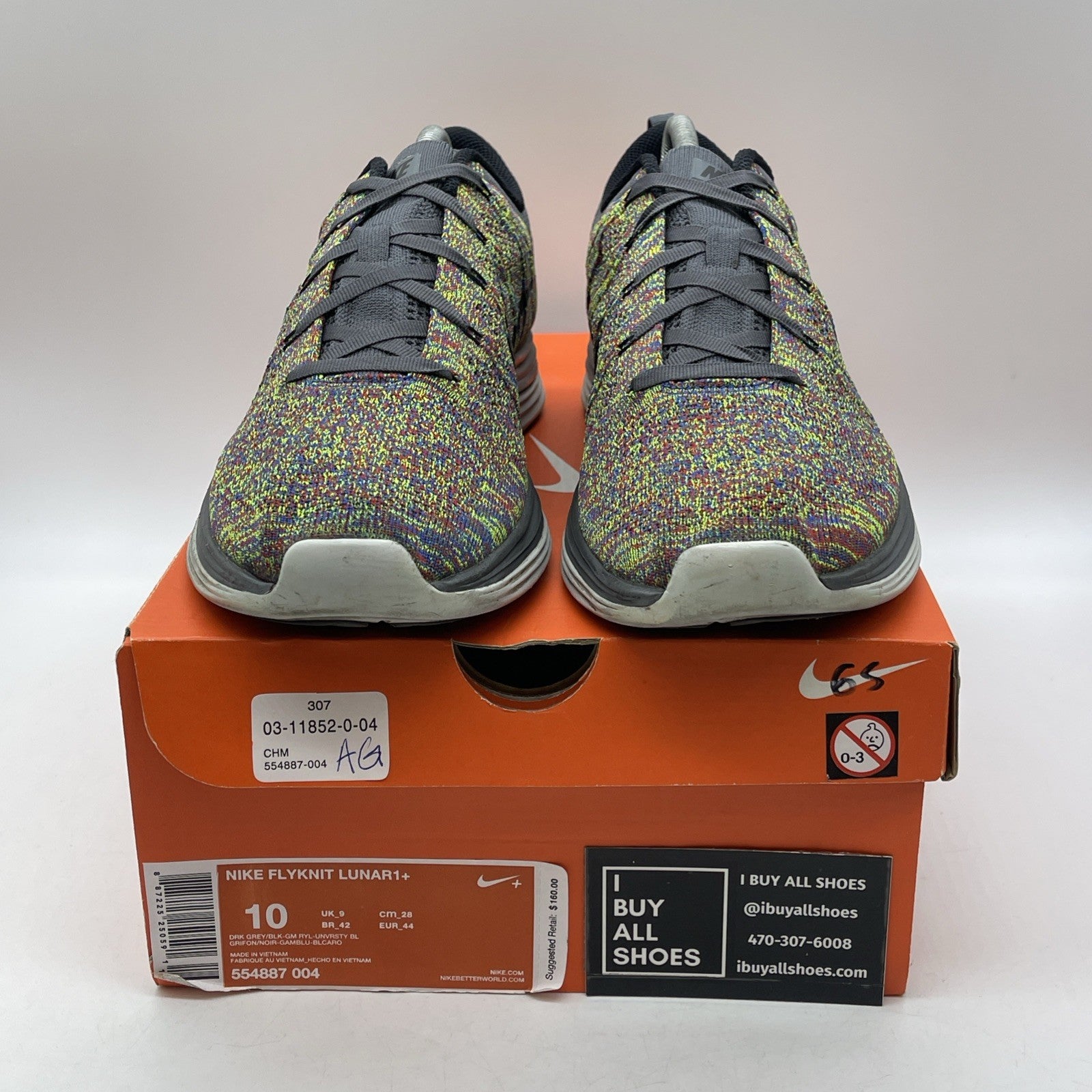 Size 10 - Nike Flyknit Lunar 1+ Dark Grey Green Black Suede (554887-004)